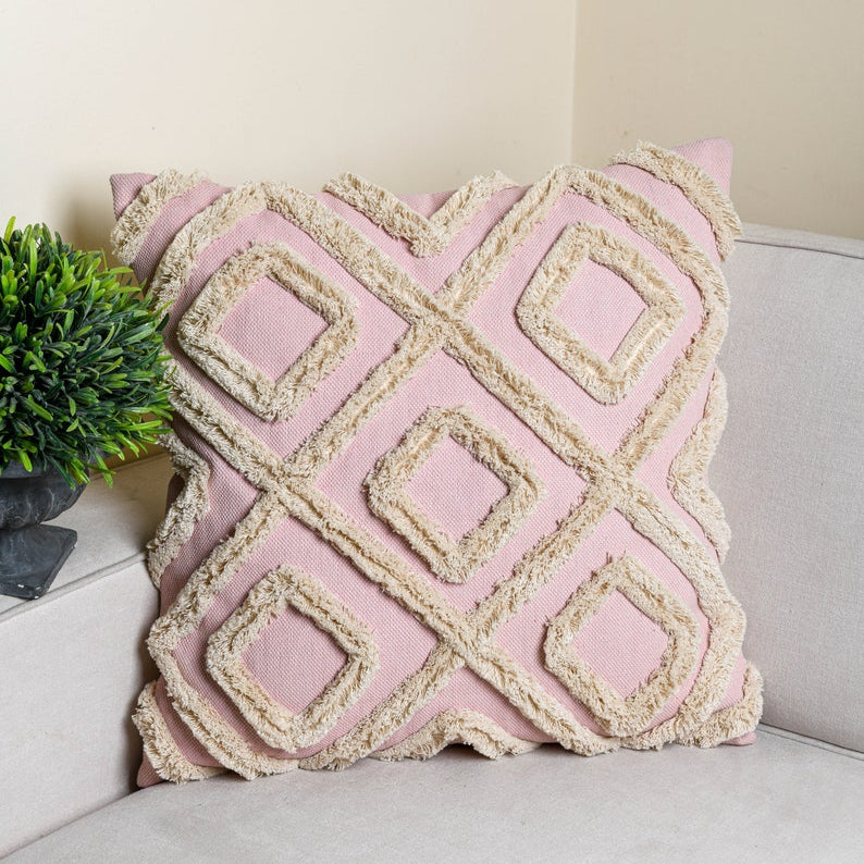 'Textures & Tassels' Hand-Woven Cotton Wool Cushion Cover