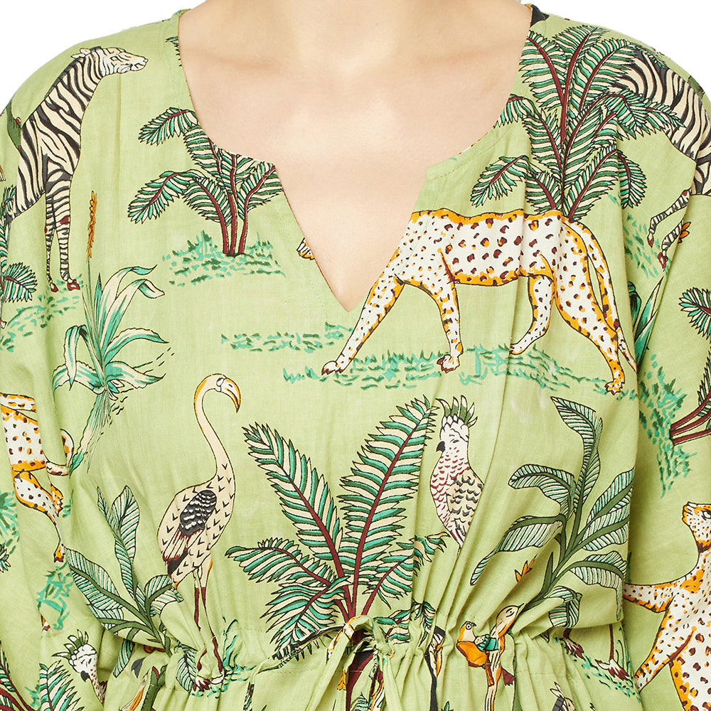 'Jungle Retreat' 100% Cotton Kaftan