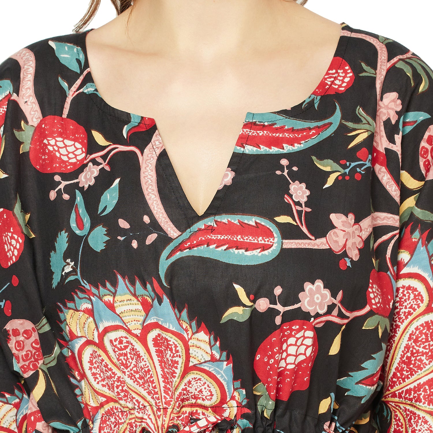 'Midnight Blooms' 100% Cotton Kaftan