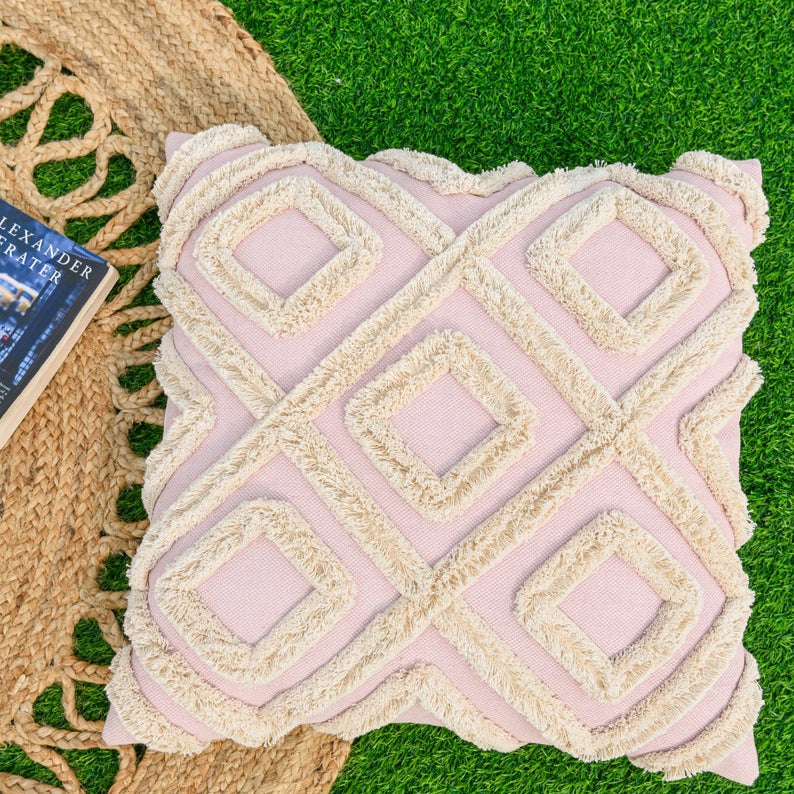 'Textures & Tassels' Hand-Woven Cotton Wool Cushion Cover