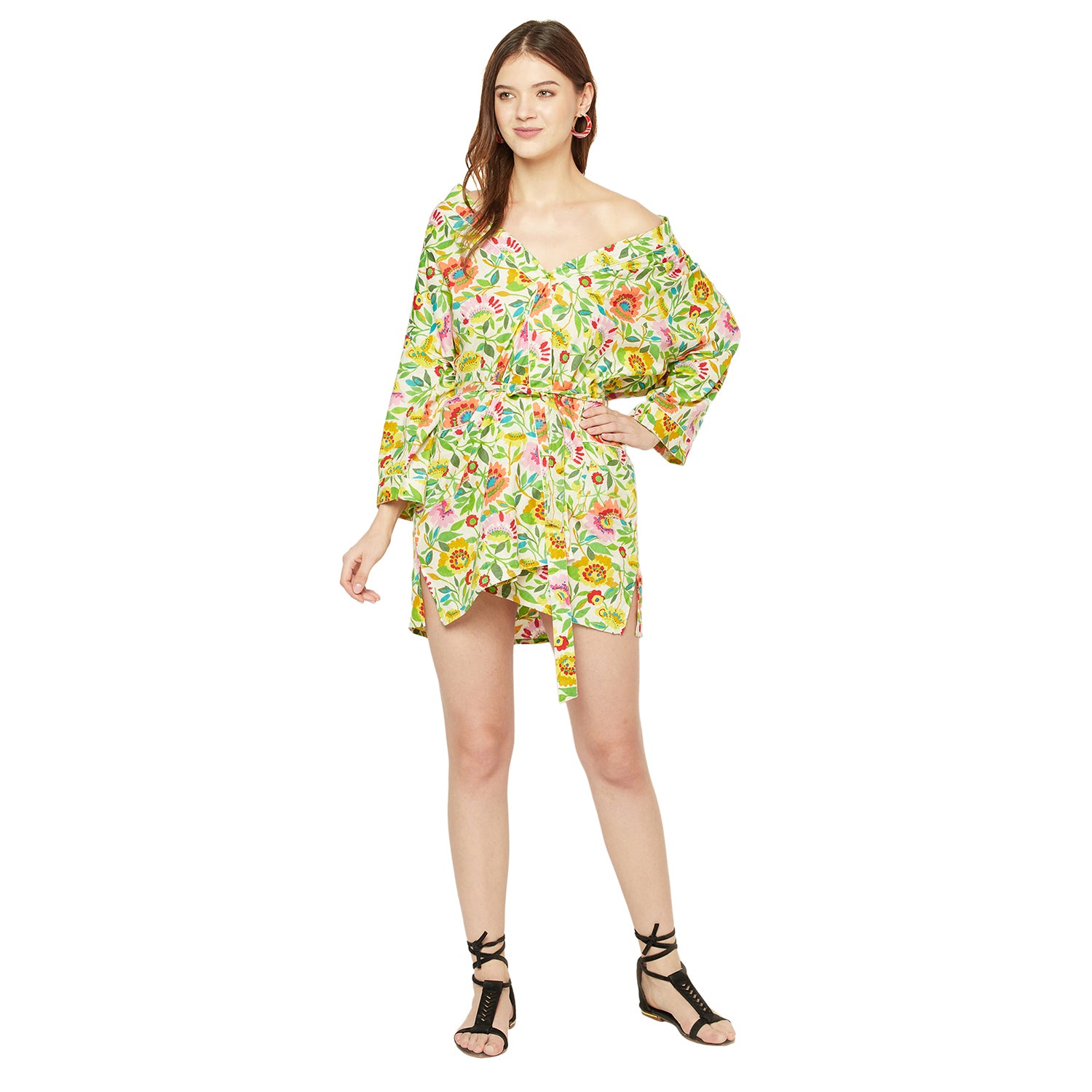 'Floral Flourish' 100% Cotton Kimono Robe
