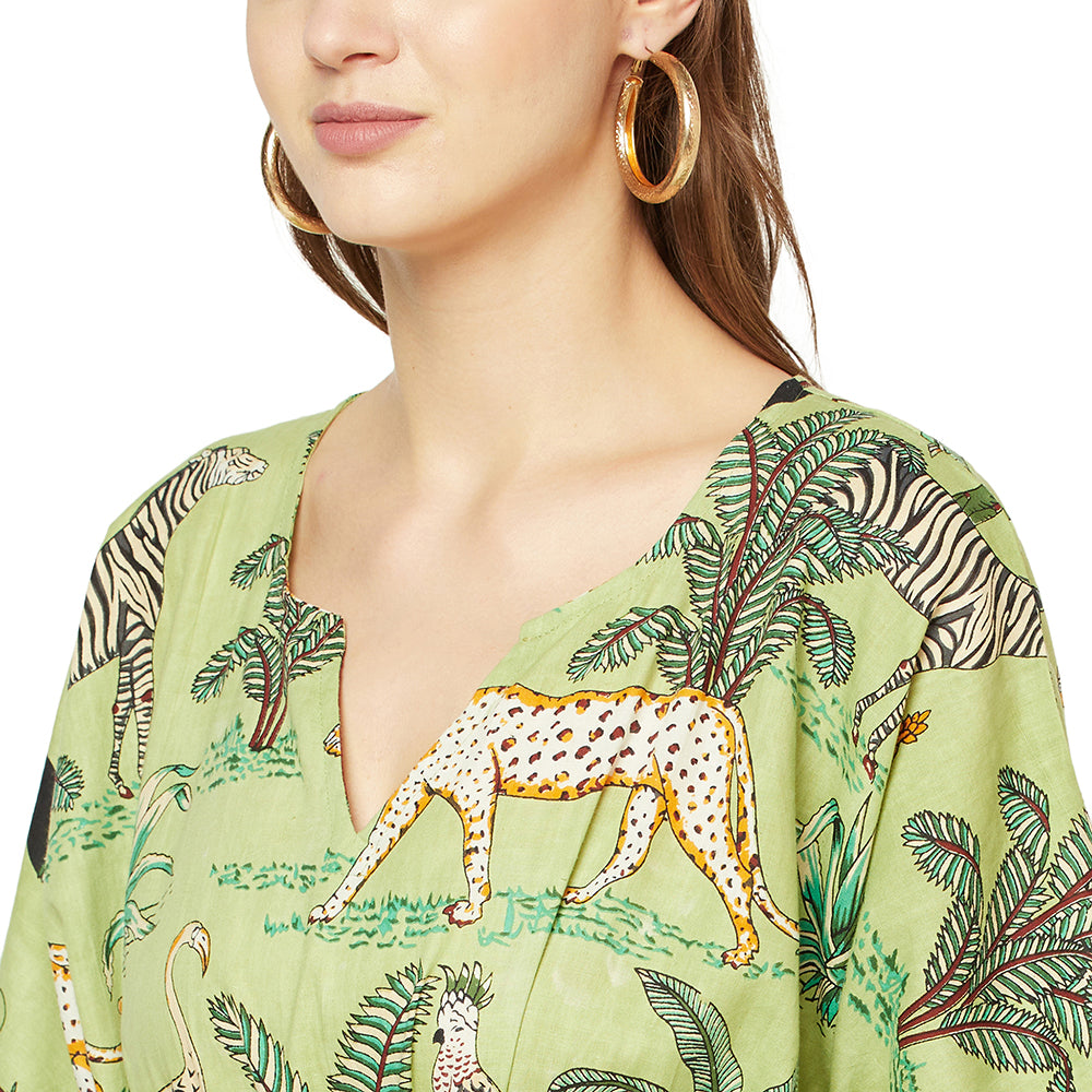 'Jungle Retreat' 100% Cotton Kaftan