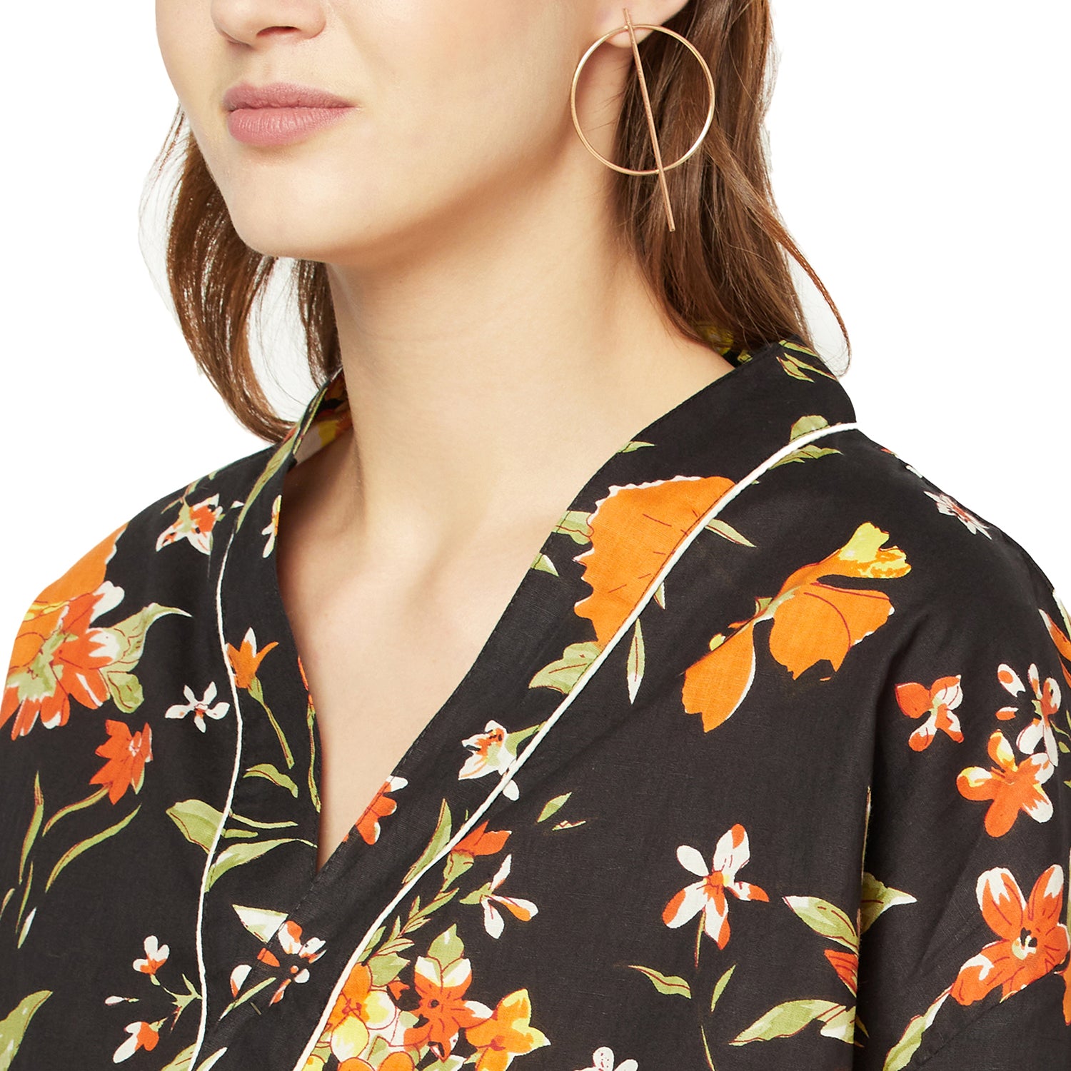 'Tangerine Tapestry' 100% Cotton Kimono Robe