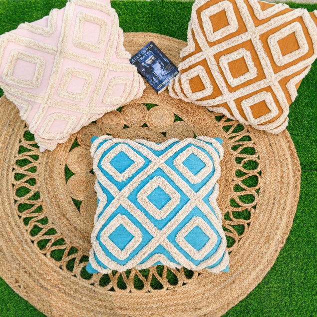'Textures & Tassels' Hand-Woven Cotton Wool Cushion Cover