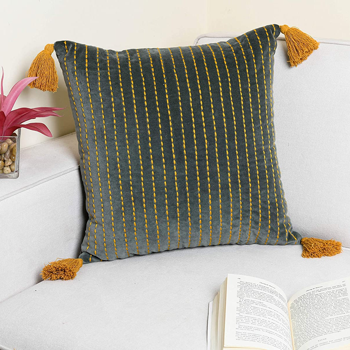 Linen Connections Moroccan Tassels Cushion Cover - Boho Polka