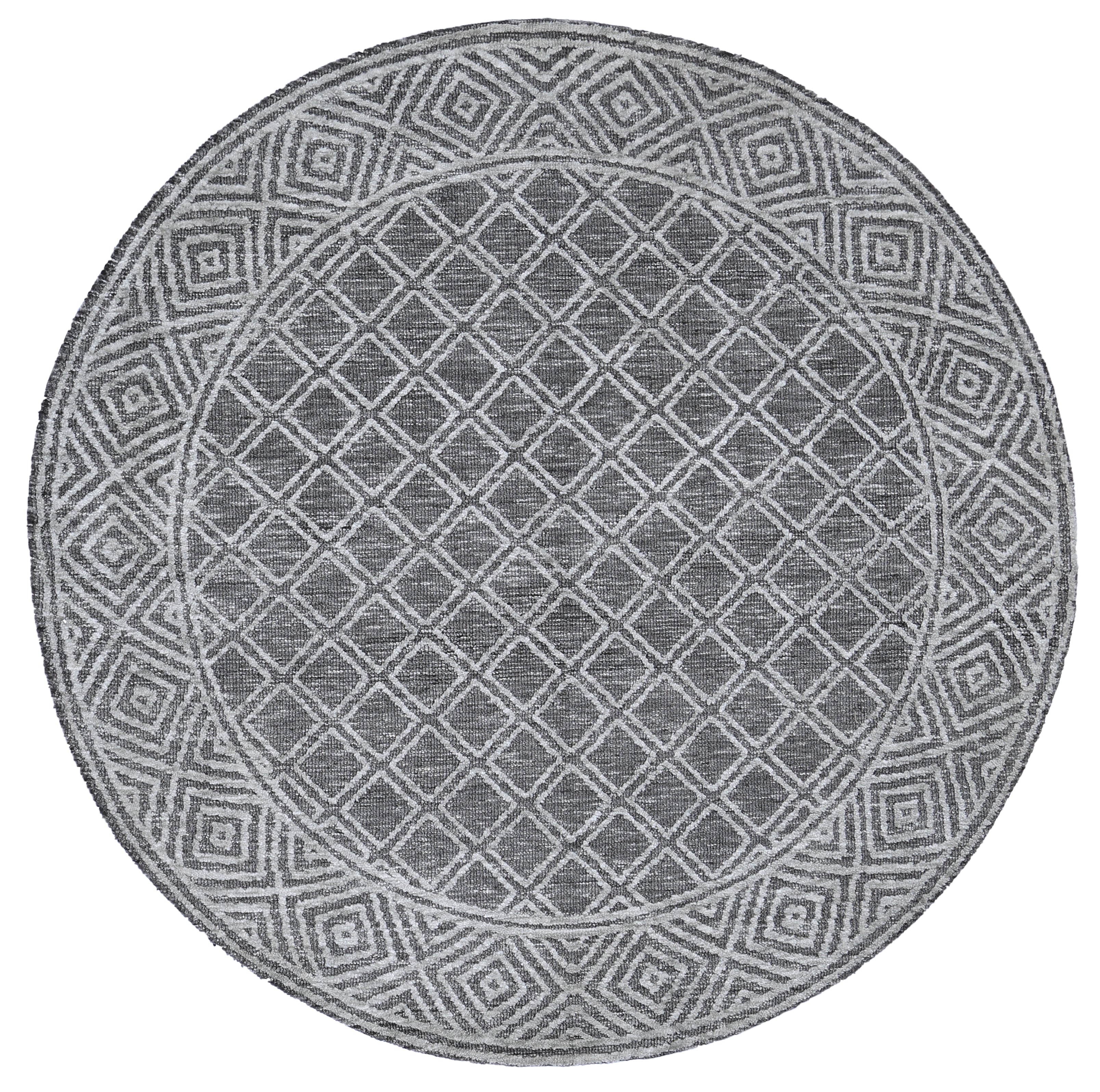 Ambarsar Ajnala Blend In Grey : Round Rug