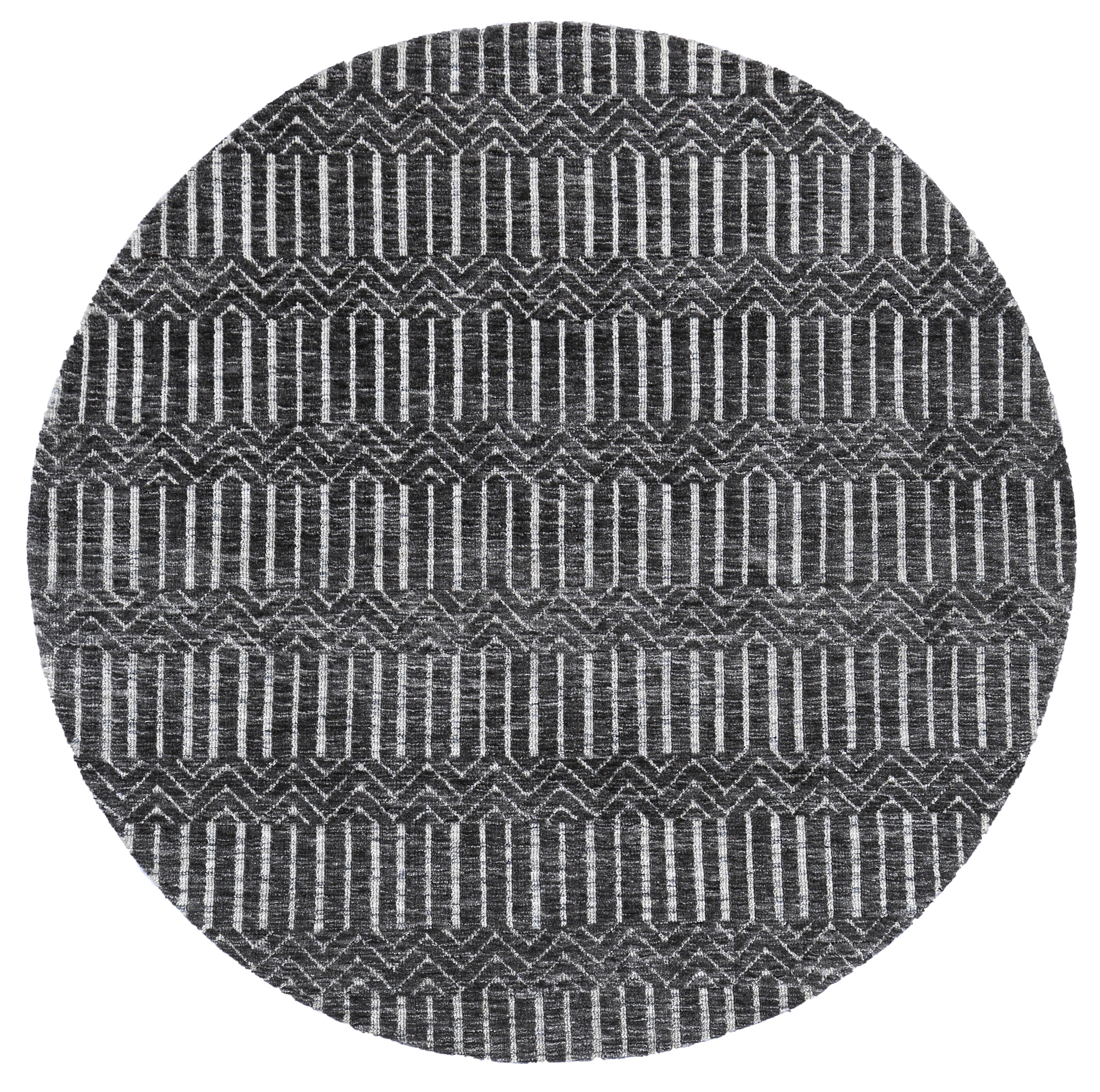 Ambarsar Attari Blend In Black & White : Round Rug