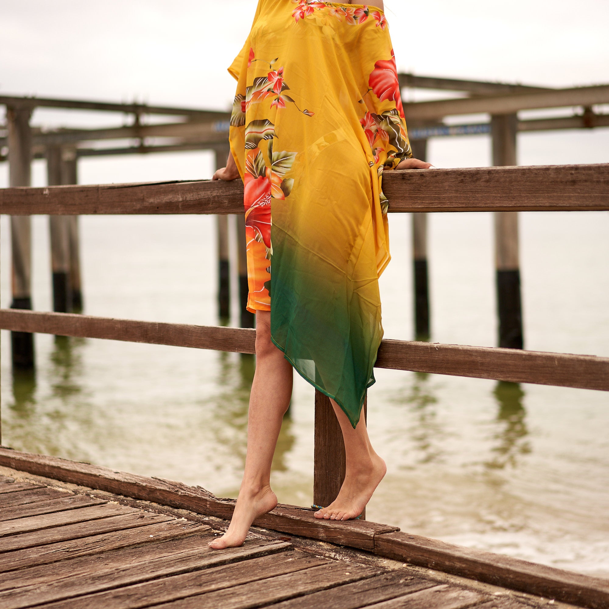 'Sunset Florals' Silk Kaftan