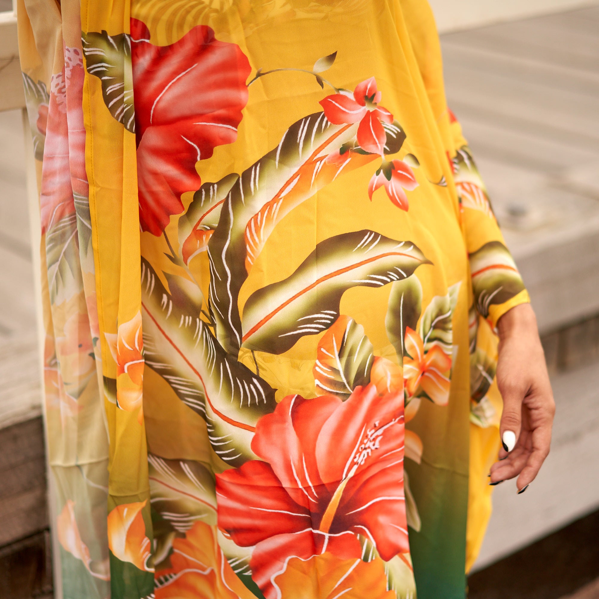 'Sunset Florals' Silk Kaftan