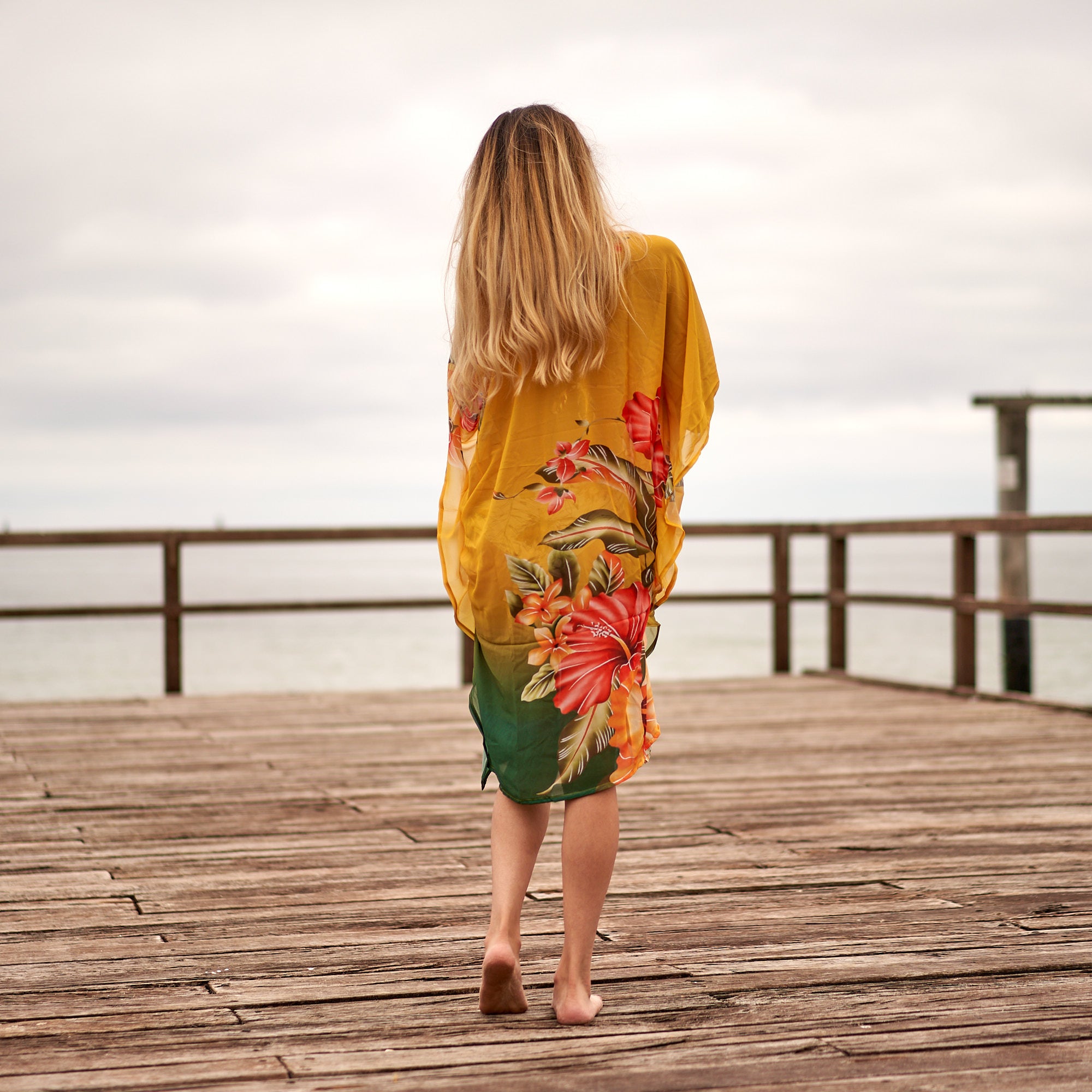 'Sunset Florals' Silk Kaftan