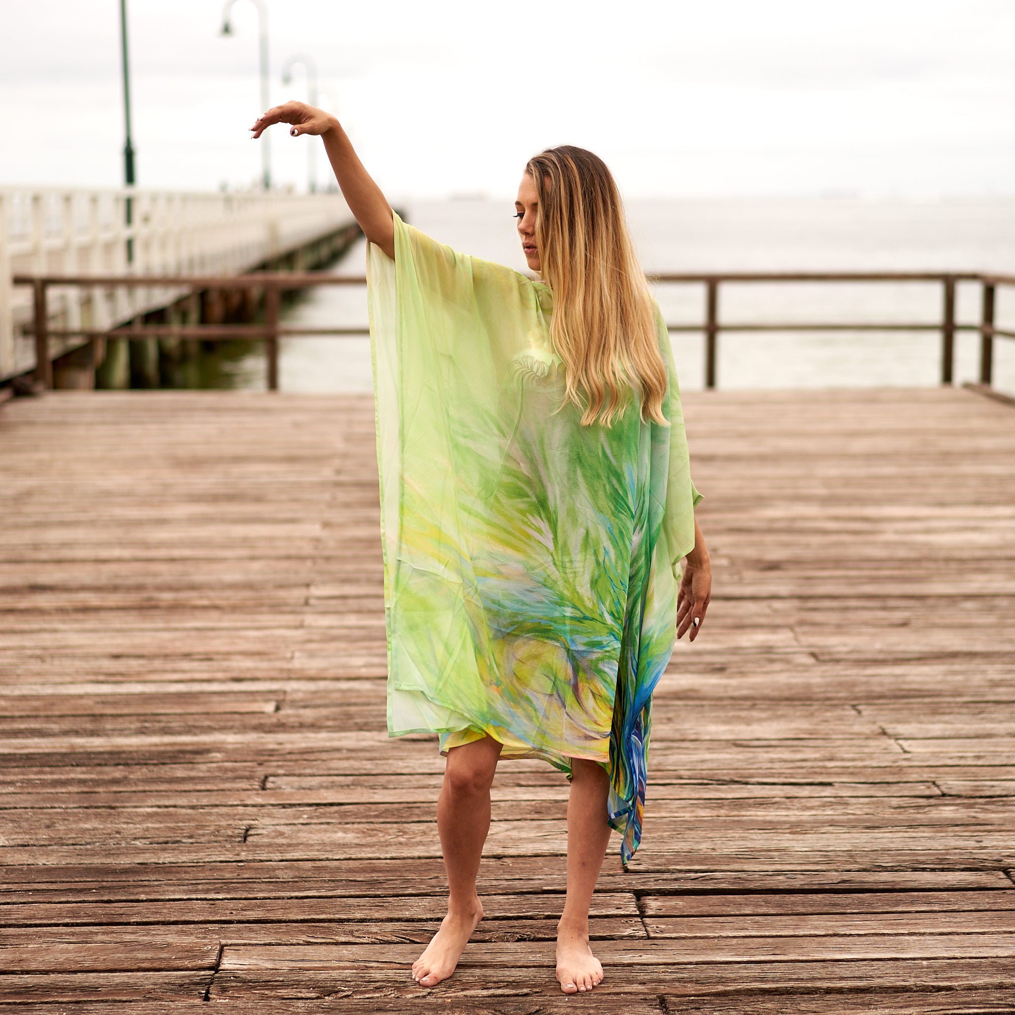 'Lush Oasis' Silk Kaftan