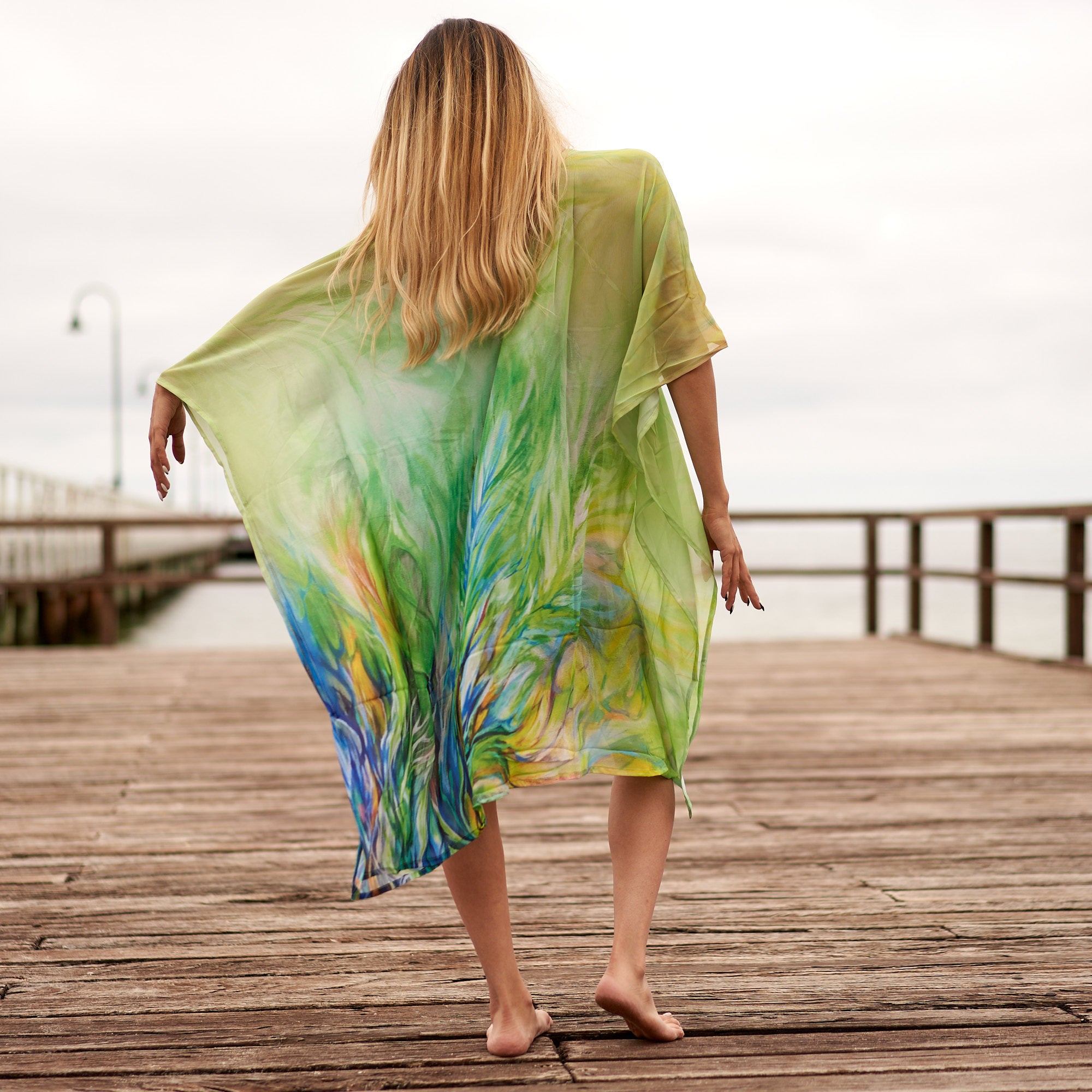 'Lush Oasis' Silk Kaftan