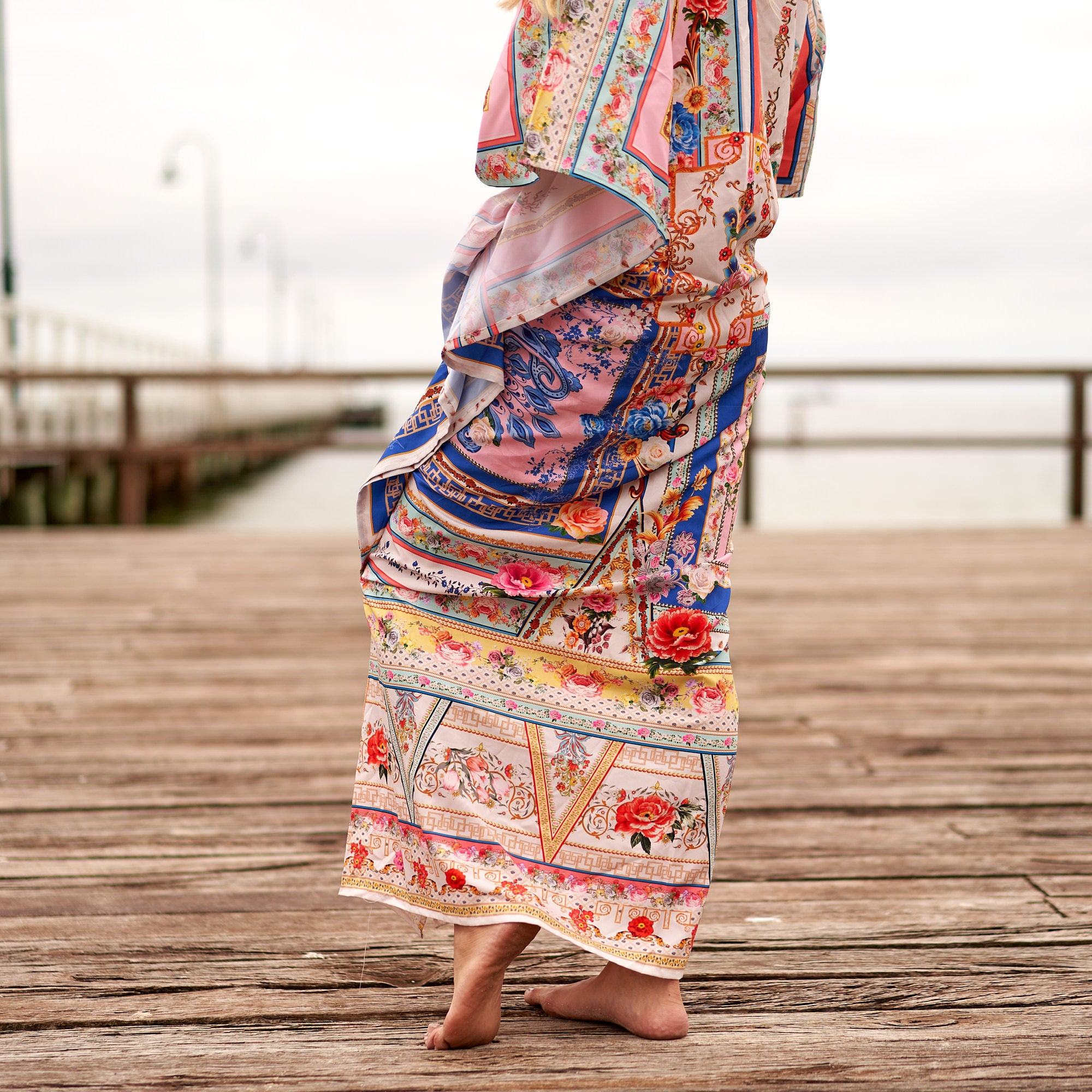 'Bali Blossoms' Silk Kaftan