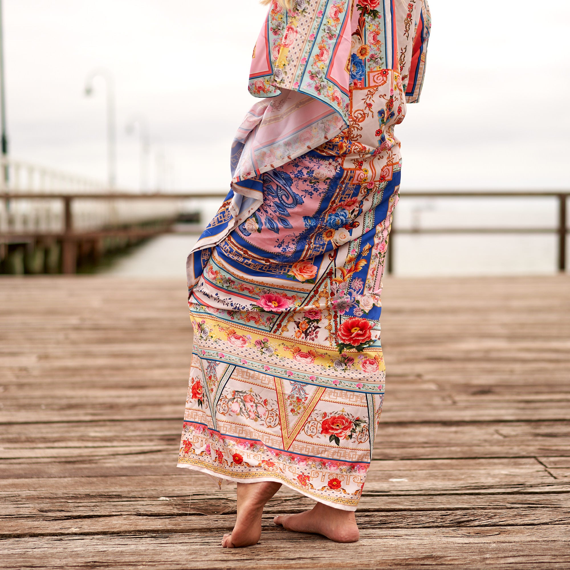 'Bali Blossoms' Silk Kaftan