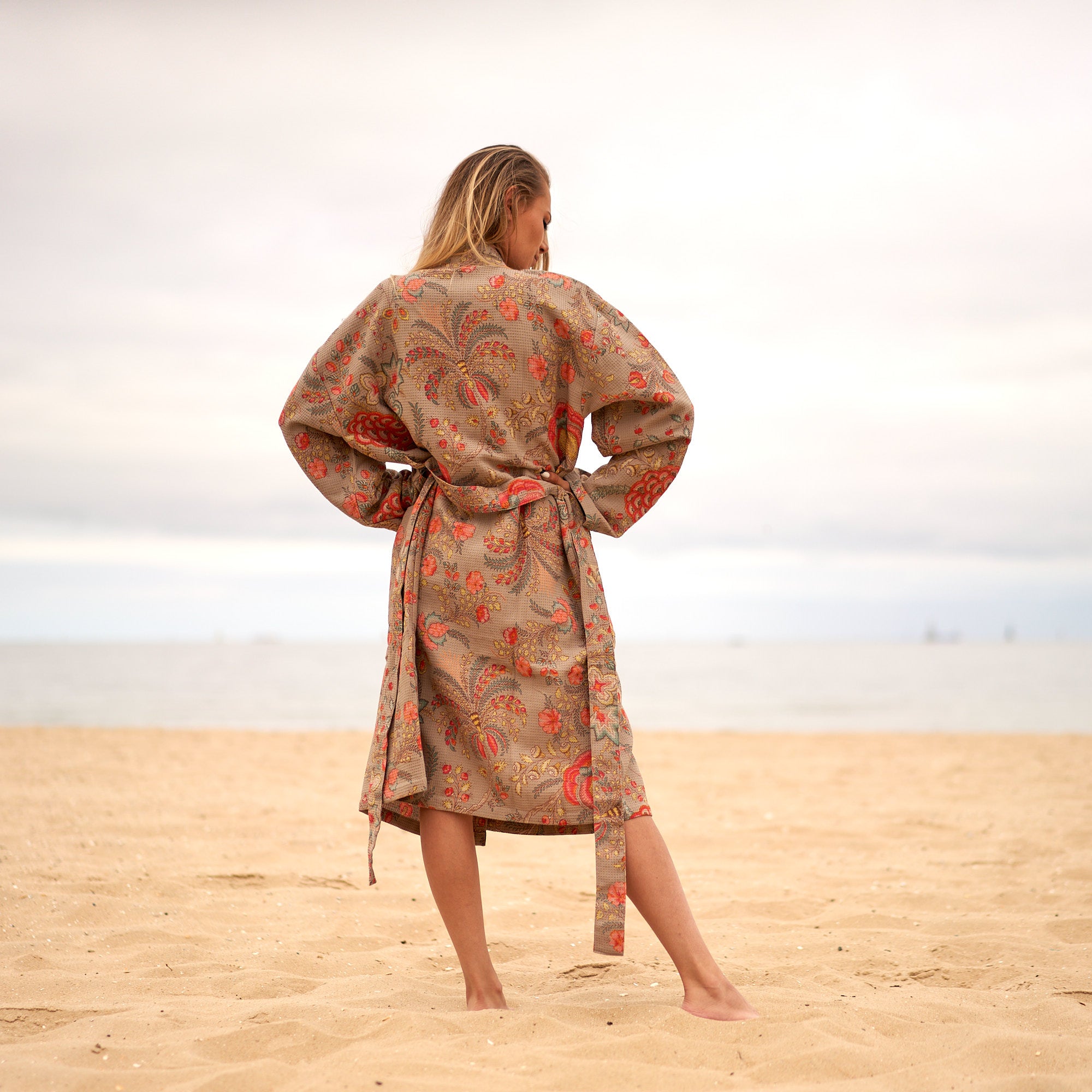 'Pastel Paradise' 100% Waffle Cotton Kimono Robe Robe