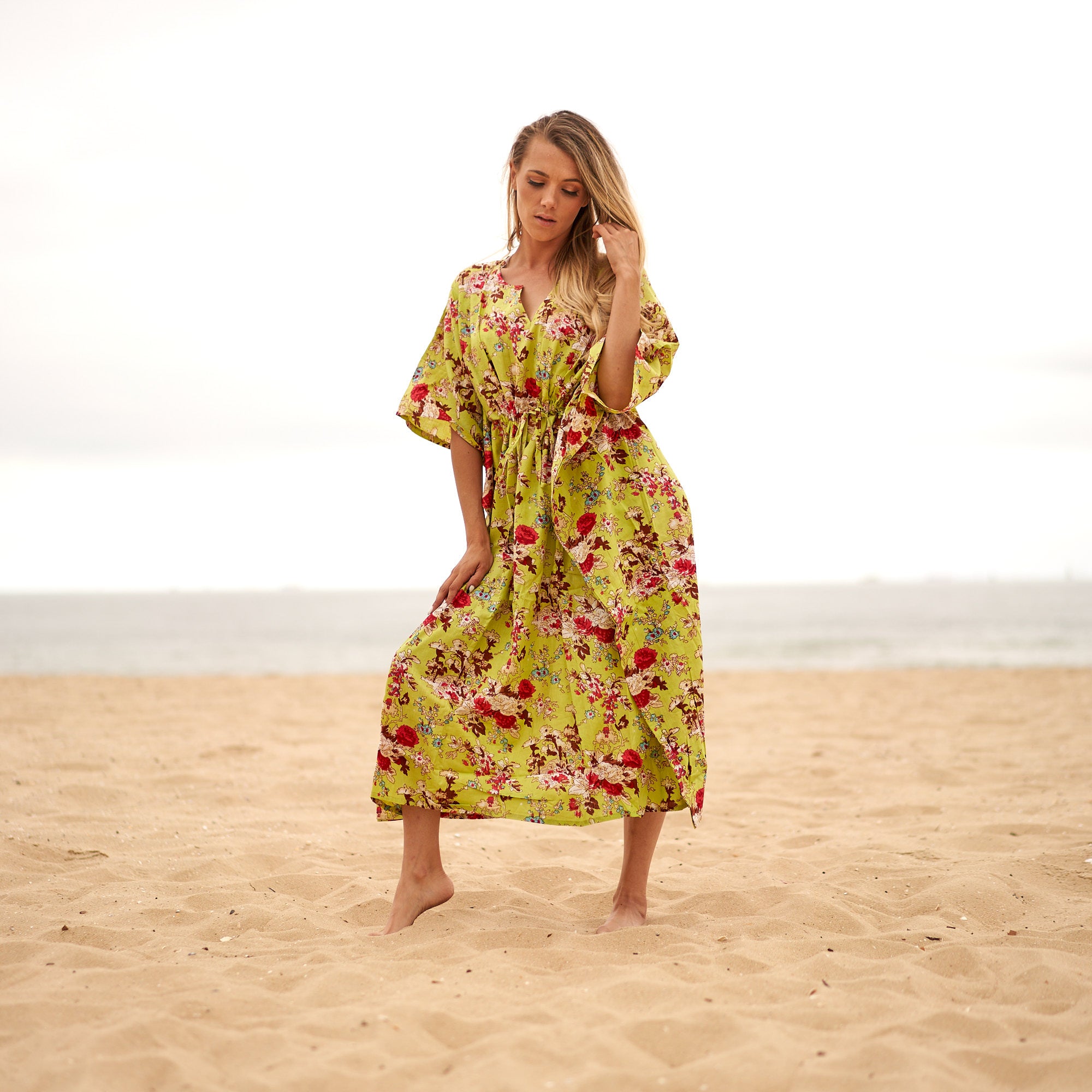 'Sophisticated Botanicals' 100% Cotton Kaftan