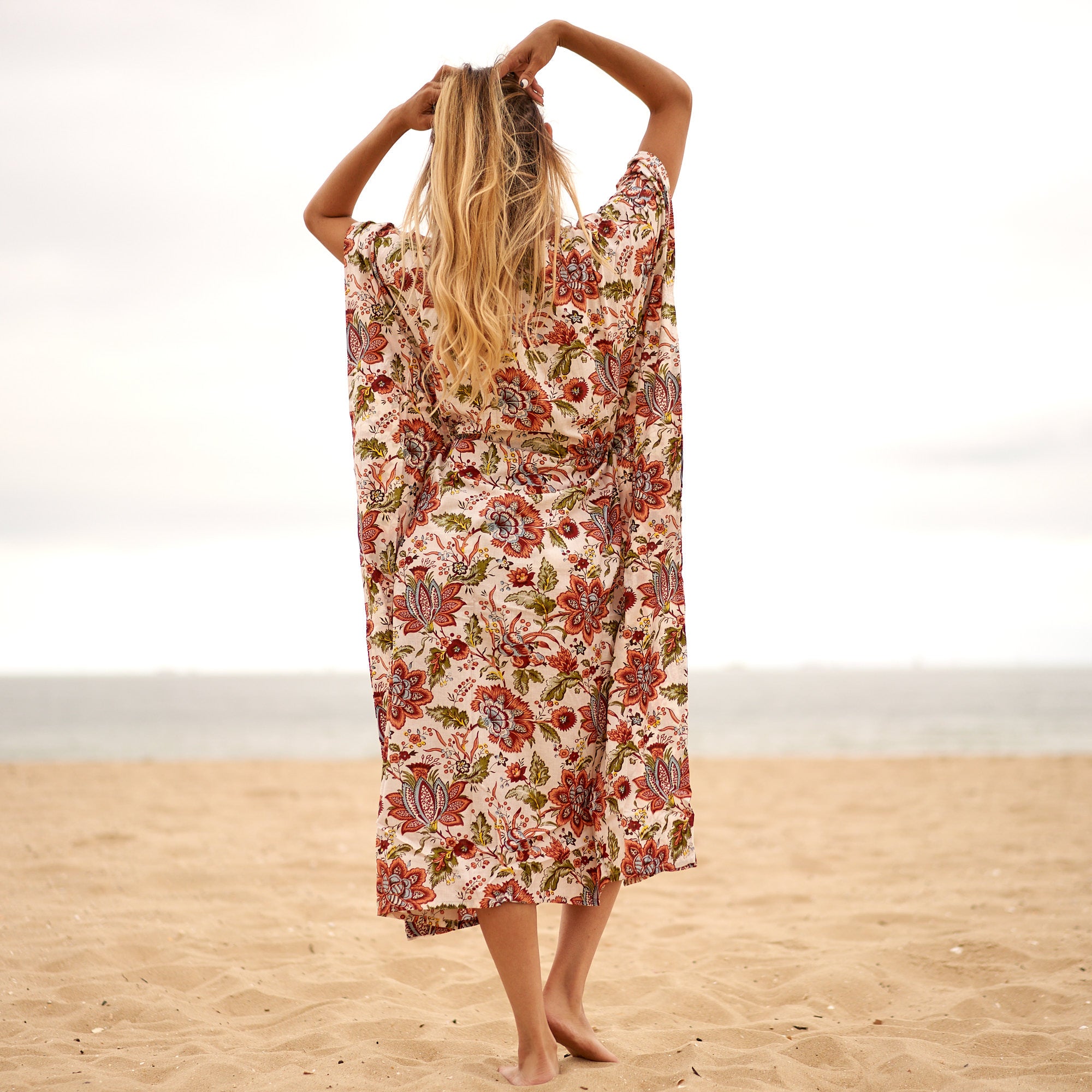 'Floral Fantasy' 100% Cotton Kaftan