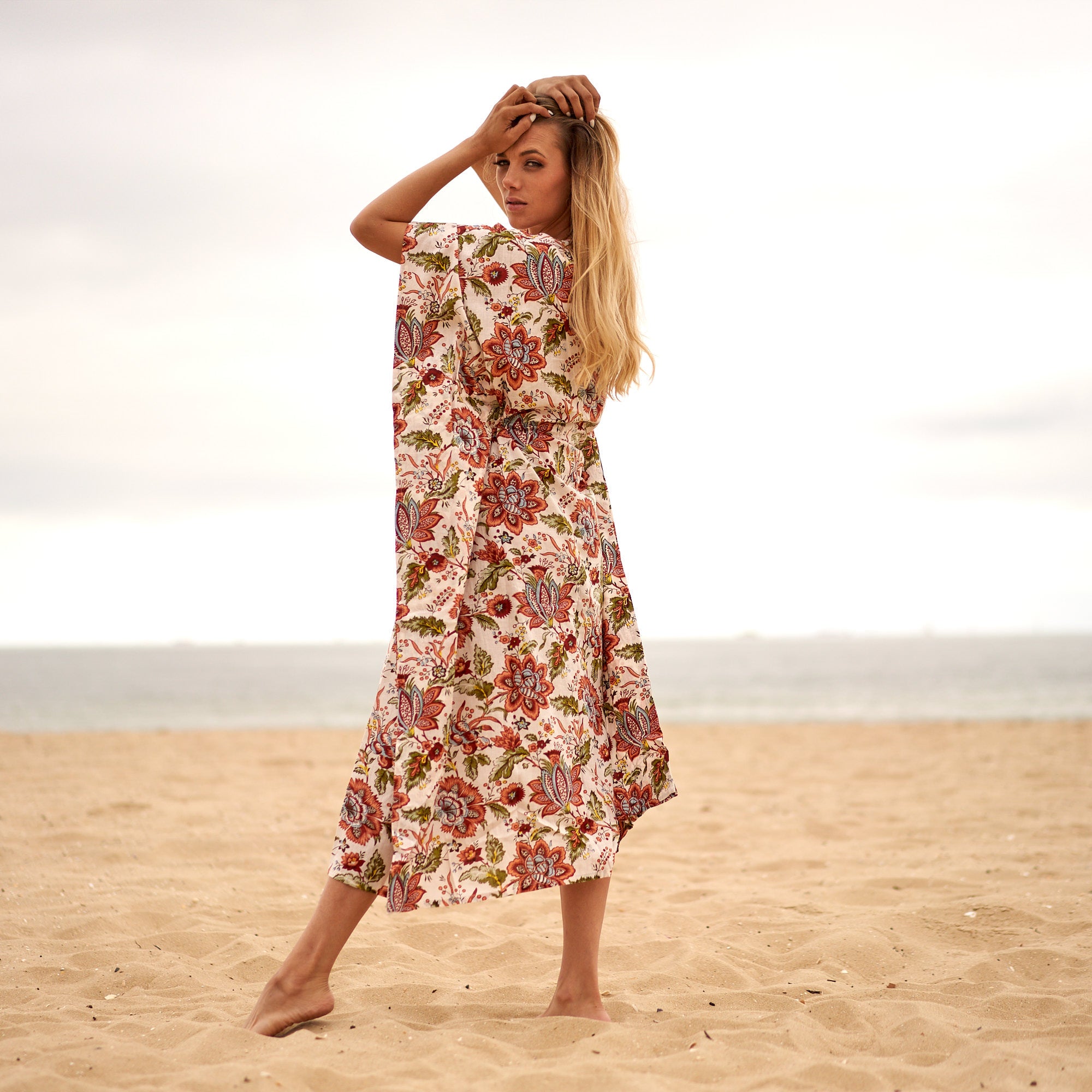 'Floral Fantasy' 100% Cotton Kaftan