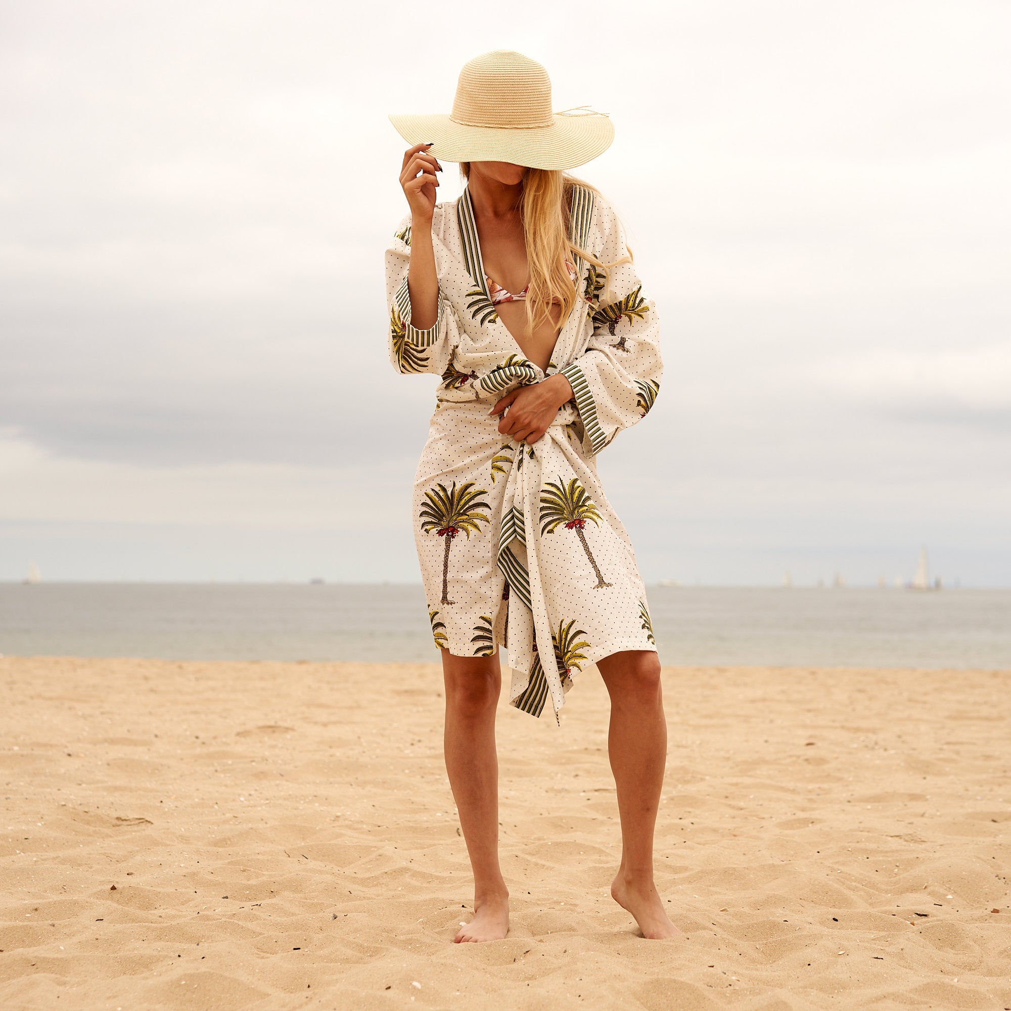 Palm Beach' 100% Cotton Kimono Robe Robe