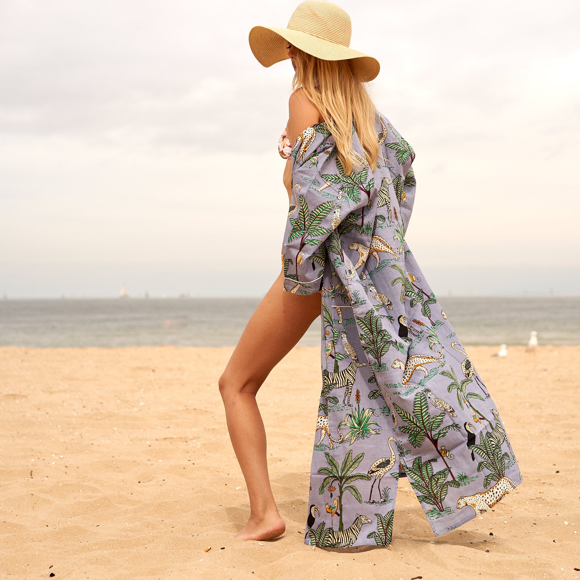 'Rainforest Haze' 100% Cotton Kimono