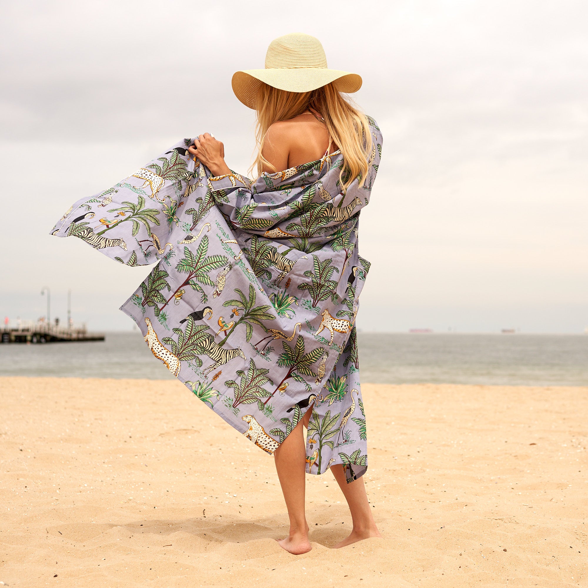 'Rainforest Haze' 100% Cotton Kimono