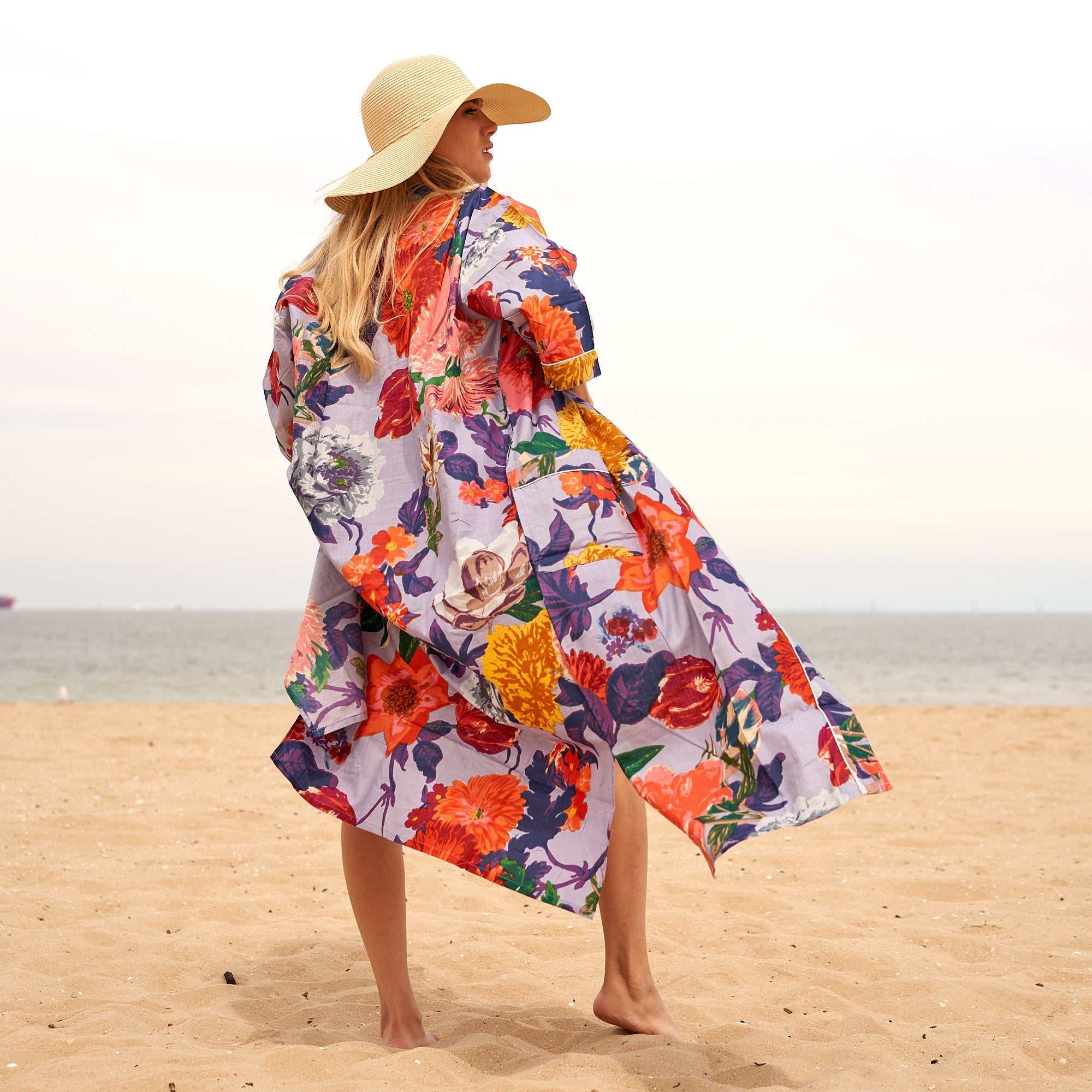 'Bold Botanicals' 100% Cotton Kimono