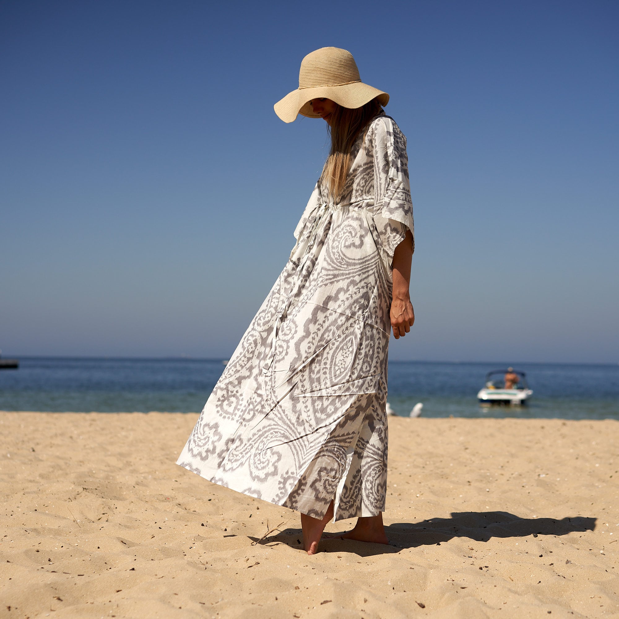 'Seaside Breeze' 100% Cotton Kaftan