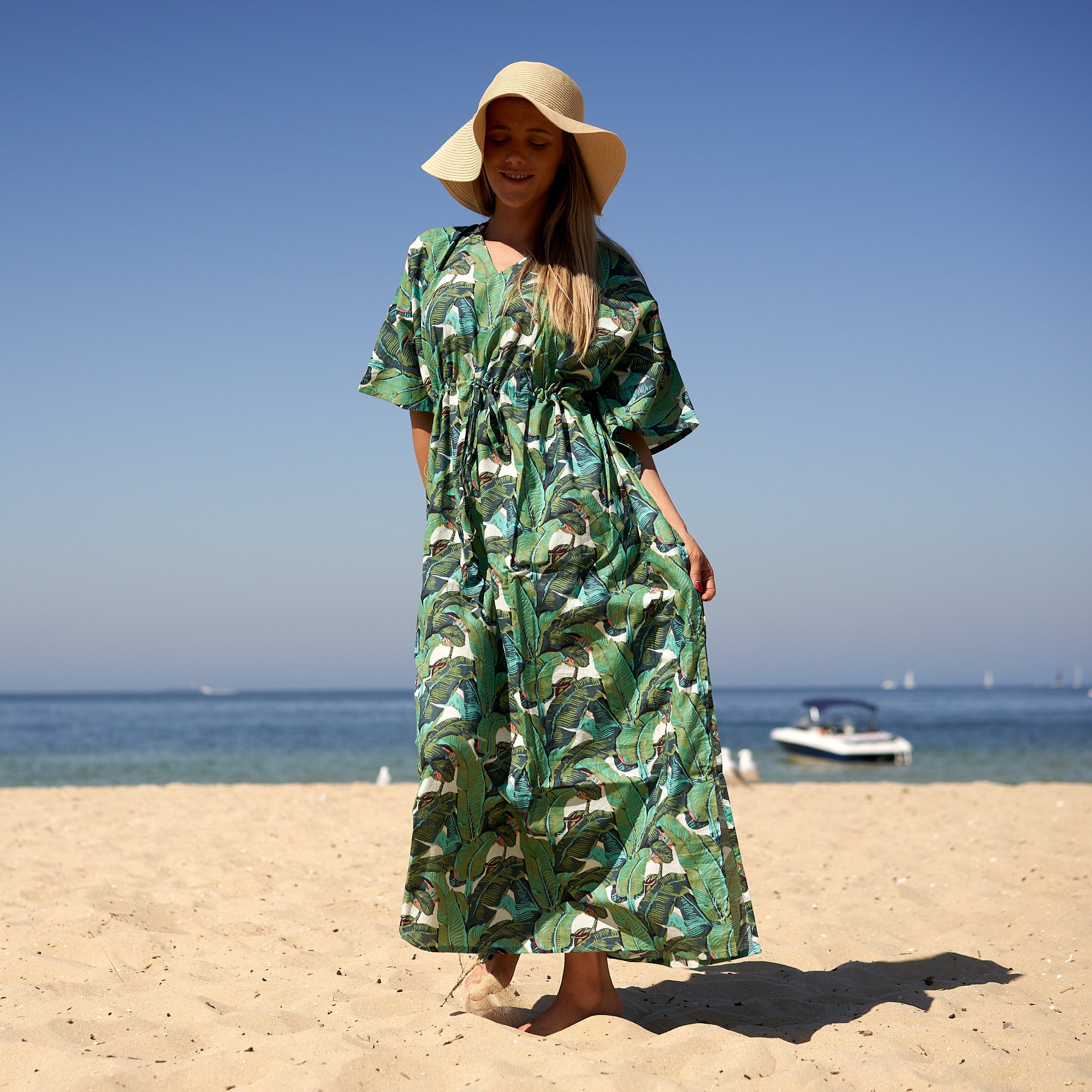 'Jungle Oasis' 100% Cotton Kaftan