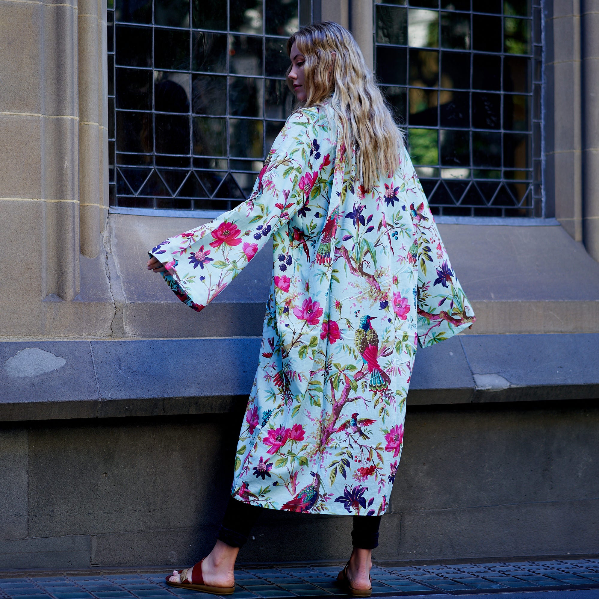 'Tranquil Retreat' 100% Cotton Kimono Robe