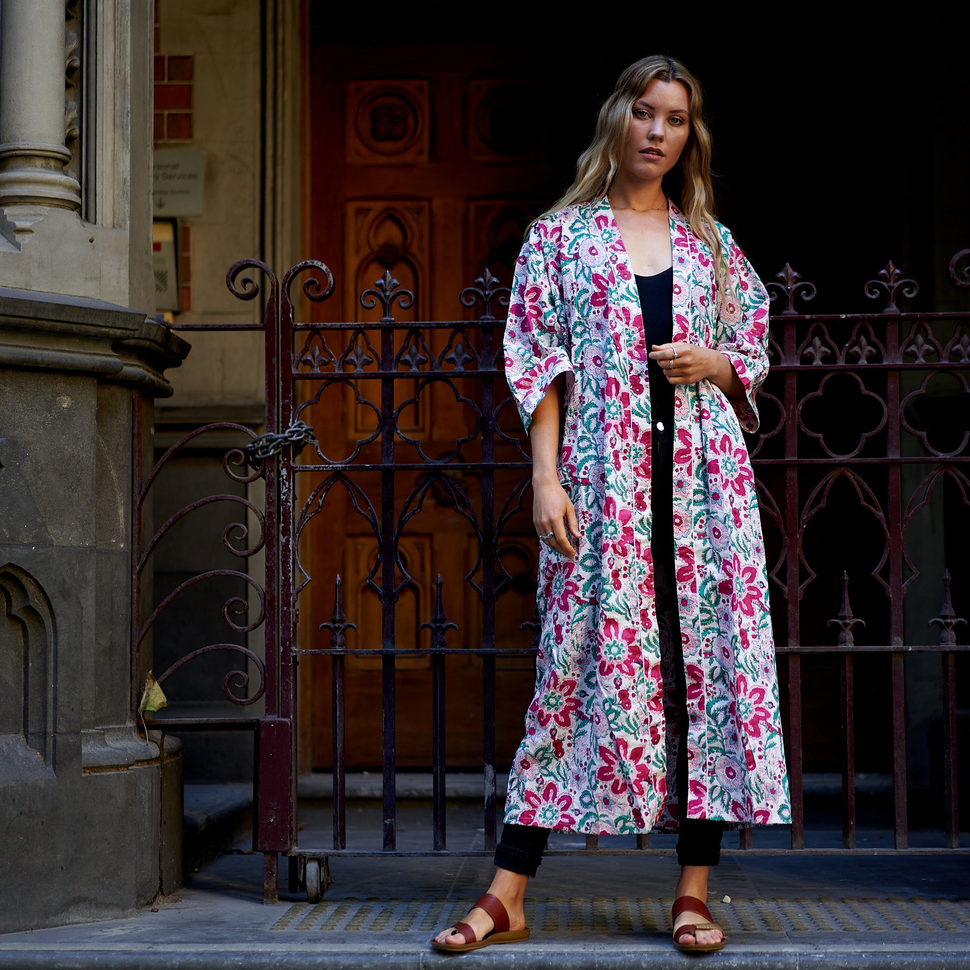 'Summer Retreat' 100% Cotton Kimono Robe