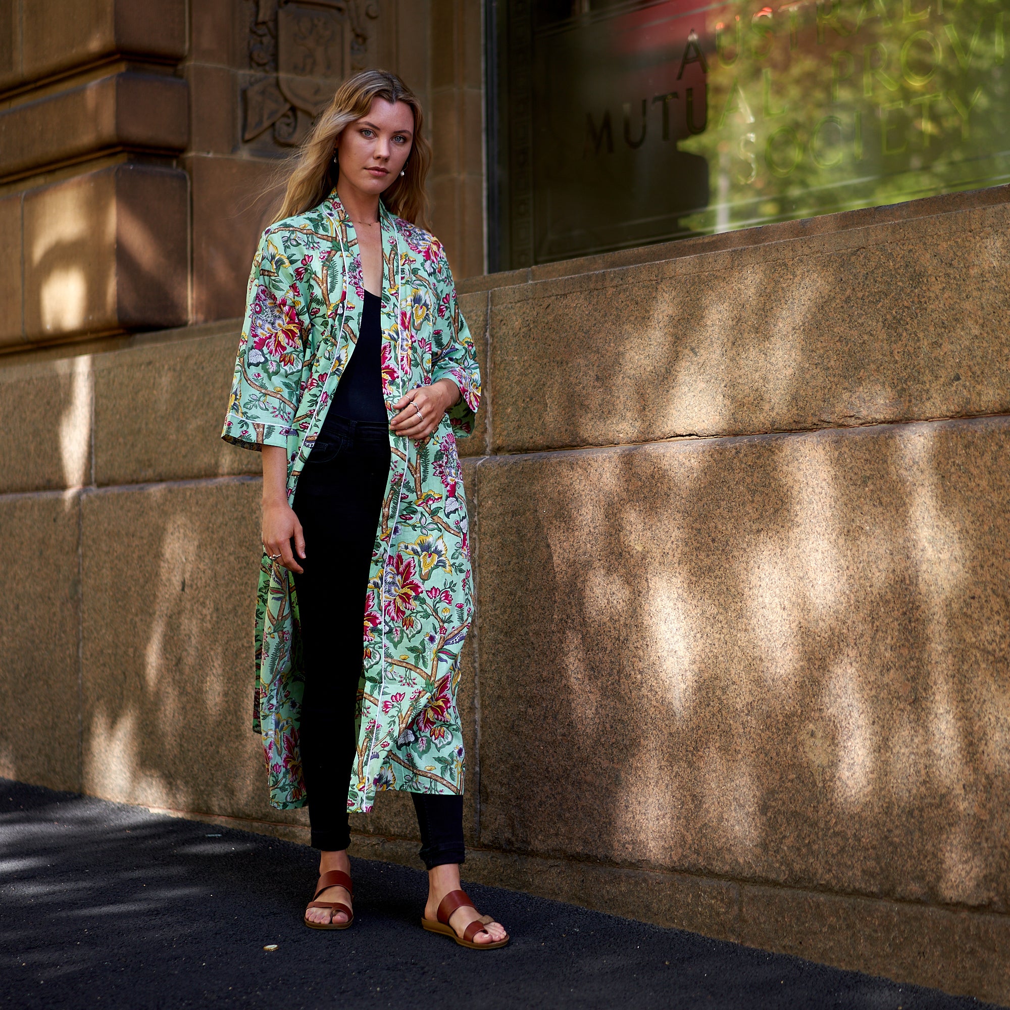 'Vibrant Gardenia' 100% Cotton Kimono Robe