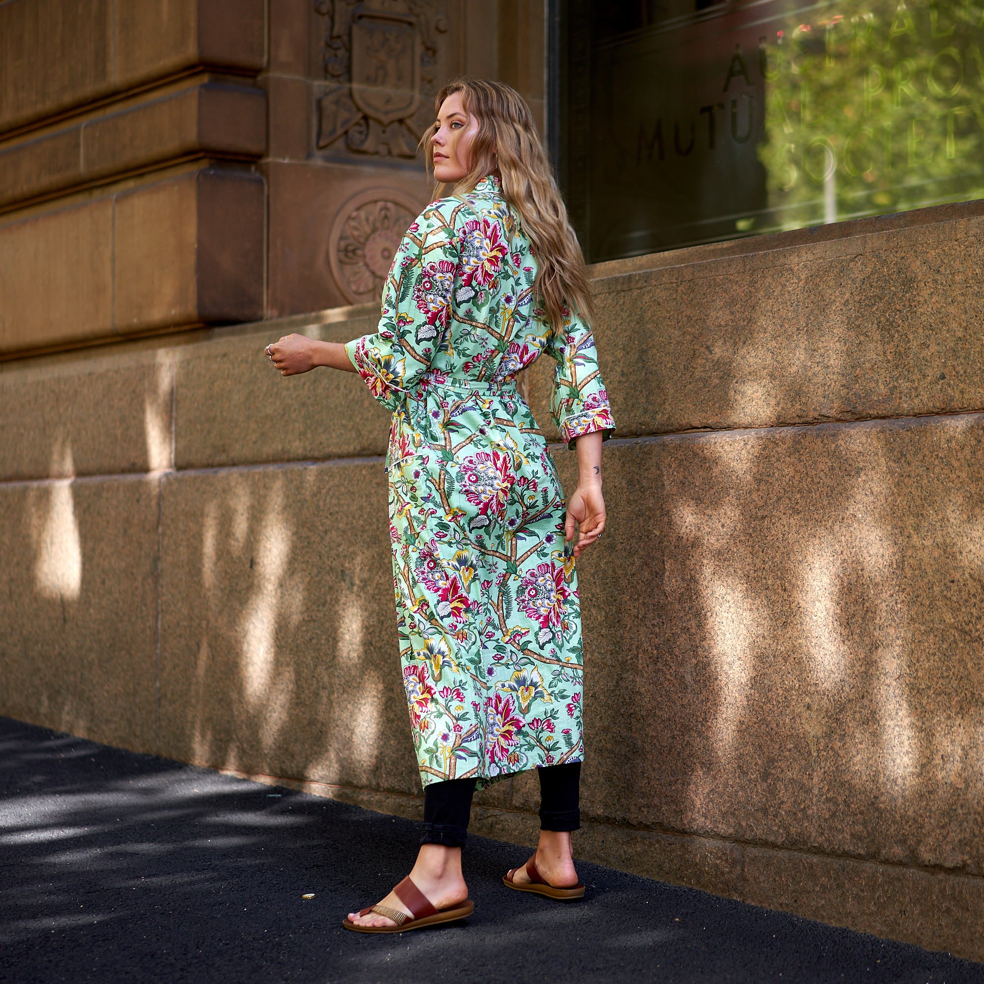 'Vibrant Gardenia' 100% Cotton Kimono Robe