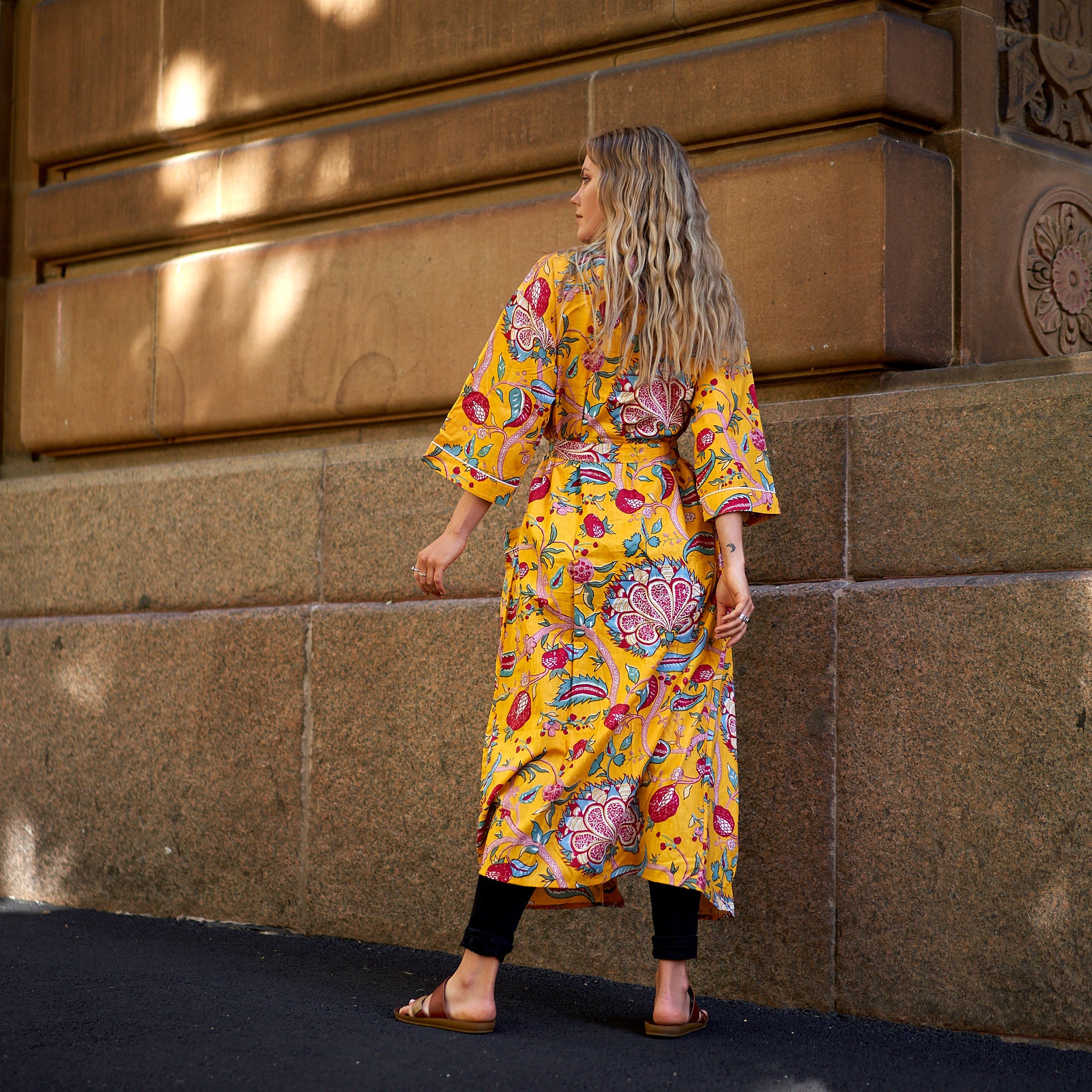 'Frida's Jungle Blooms' 100% Cotton Kimono Robe