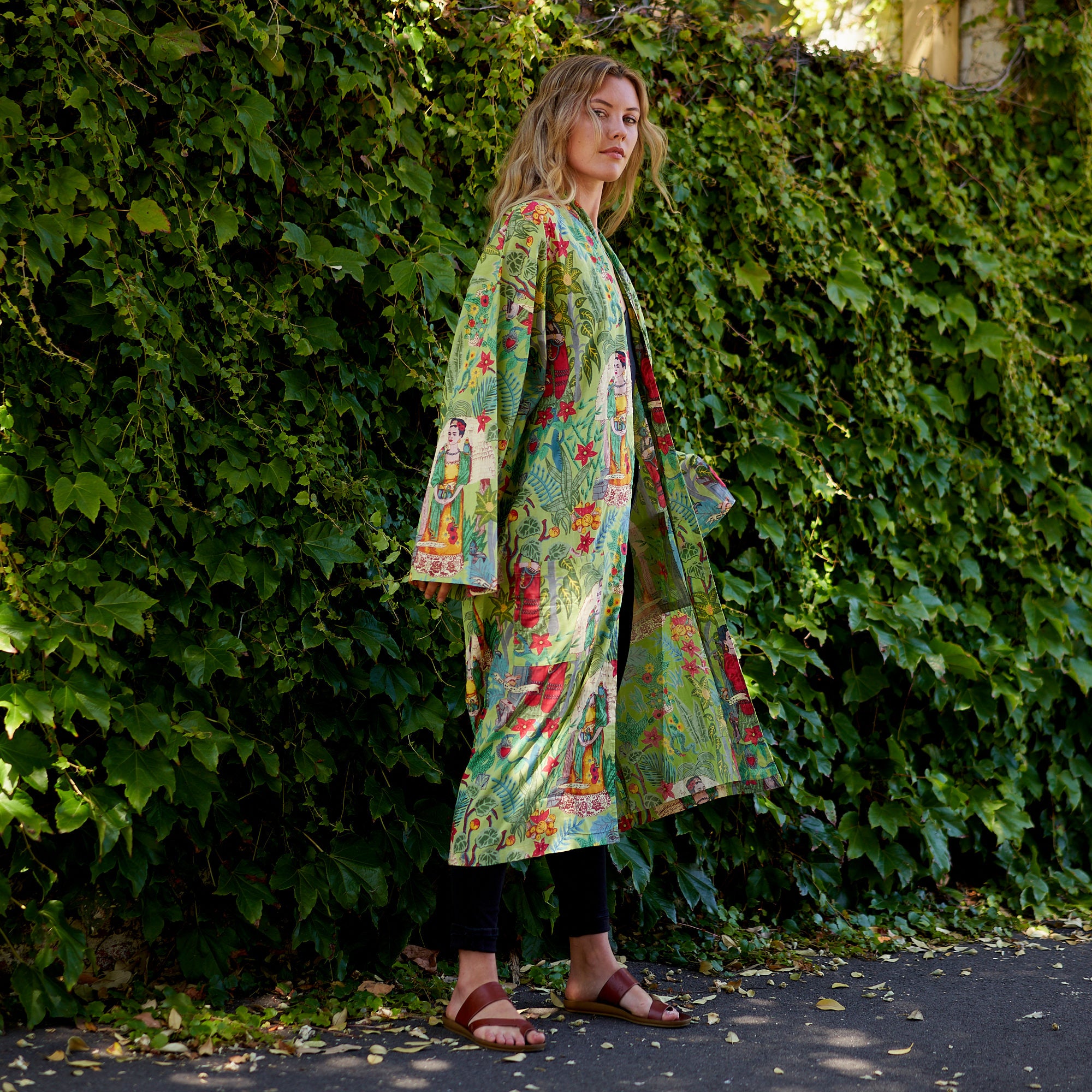 'Frida's Enchanted World' 100% Cotton Kimono Robe