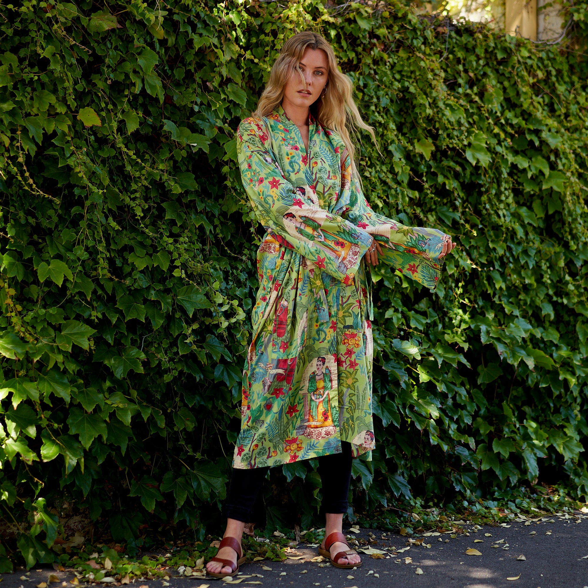 'Frida's Enchanted World' 100% Cotton Kimono Robe