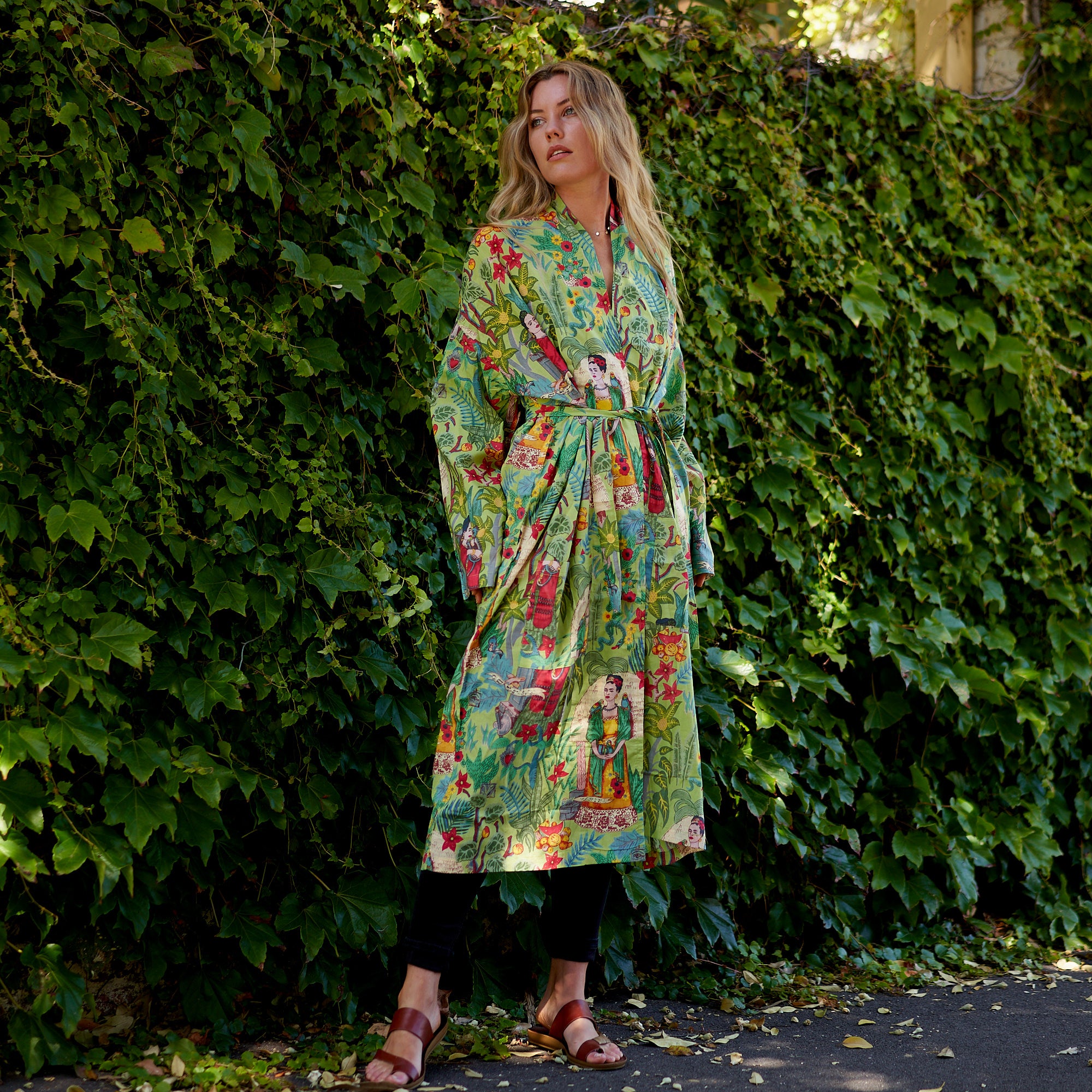 'Frida's Enchanted World' 100% Cotton Kimono Robe