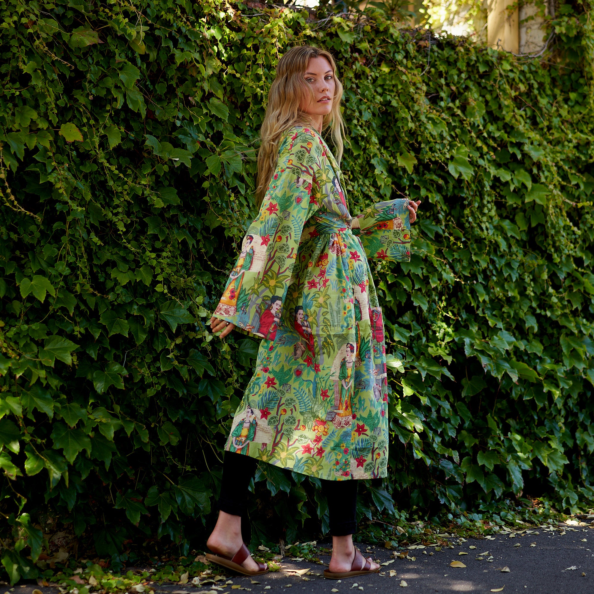 'Frida's Enchanted World' 100% Cotton Kimono Robe