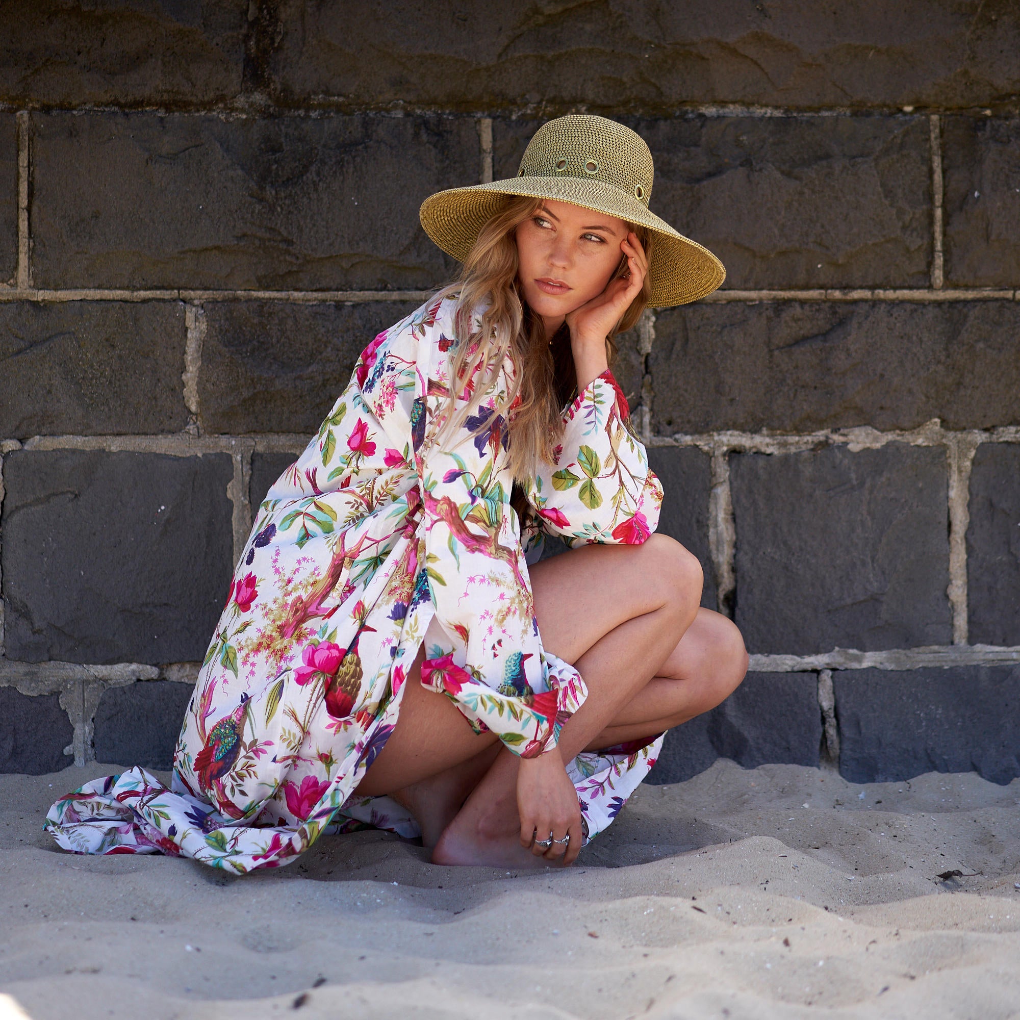 'Hawaiian Haze' 100% Cotton Kimono Robe