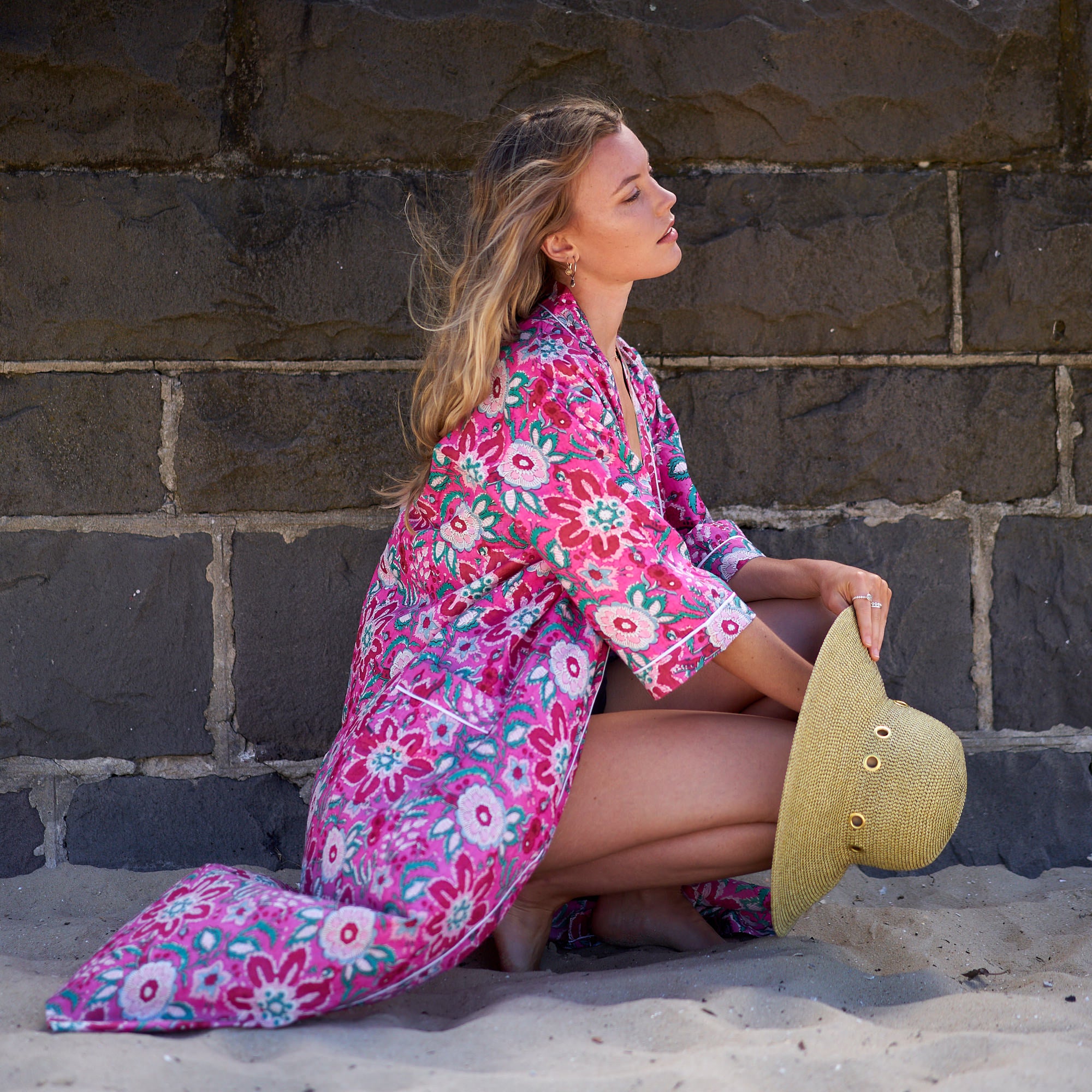 'I Dream In Pink' 100% Cotton Kimono Robe