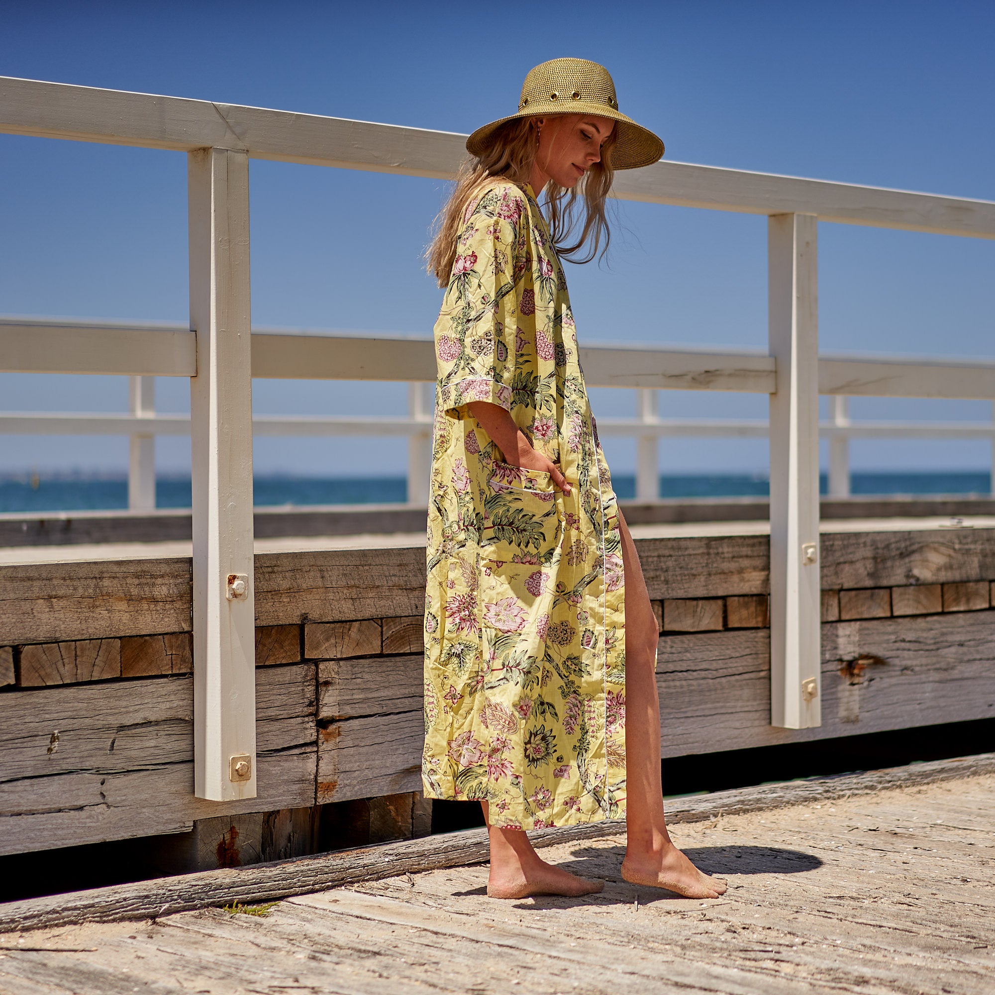 'Take Me To The Beach' 100% Cotton Kimono Robe