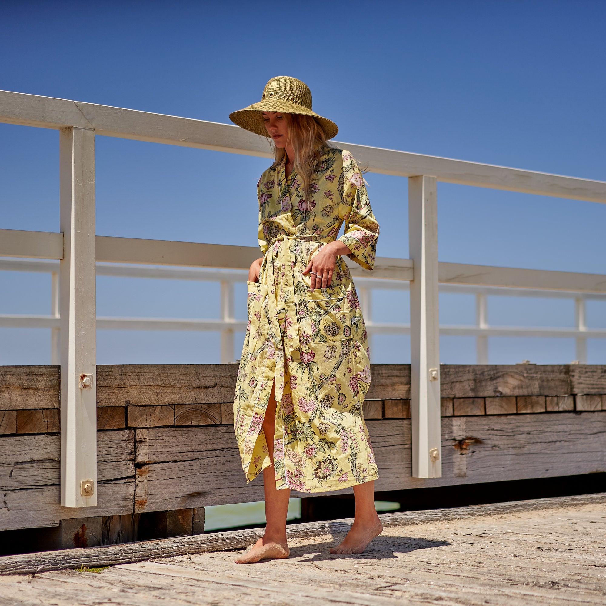 'Take Me To The Beach' 100% Cotton Kimono Robe