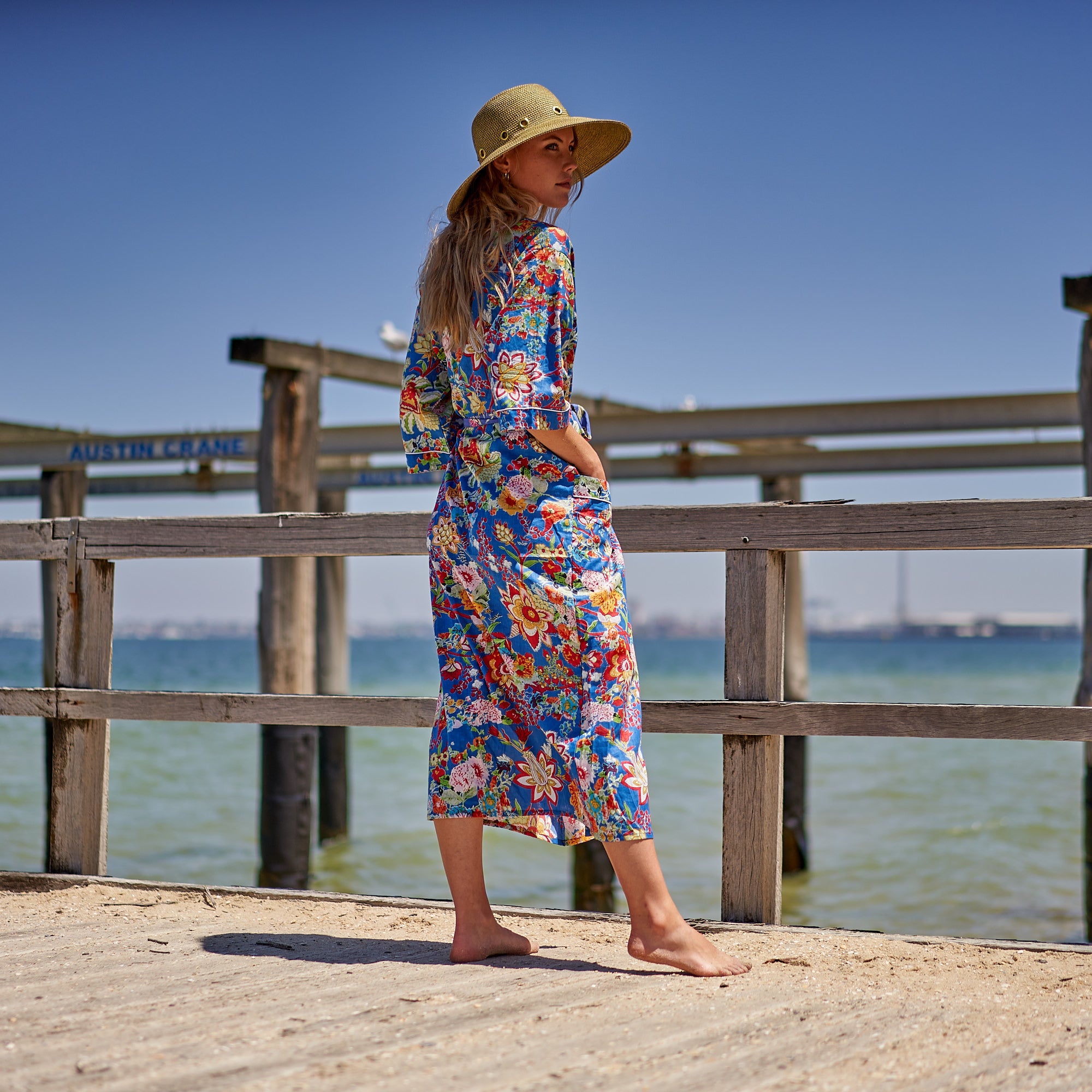 'Summer Serenade' 100% Cotton Kimono Robe