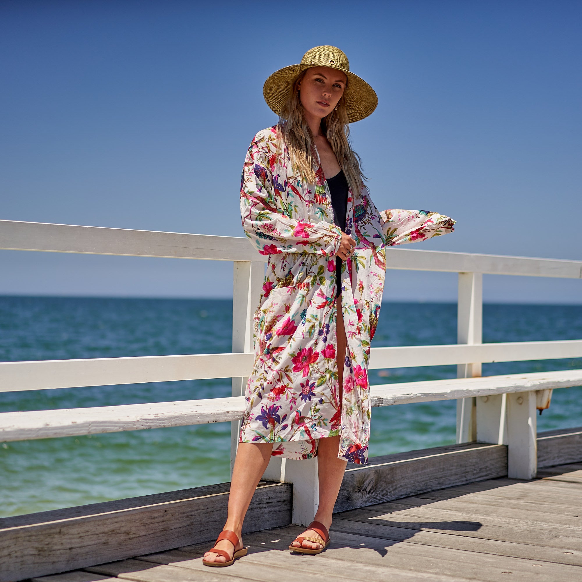 'A Hint of Spring' 100% Cotton Kimono Robe