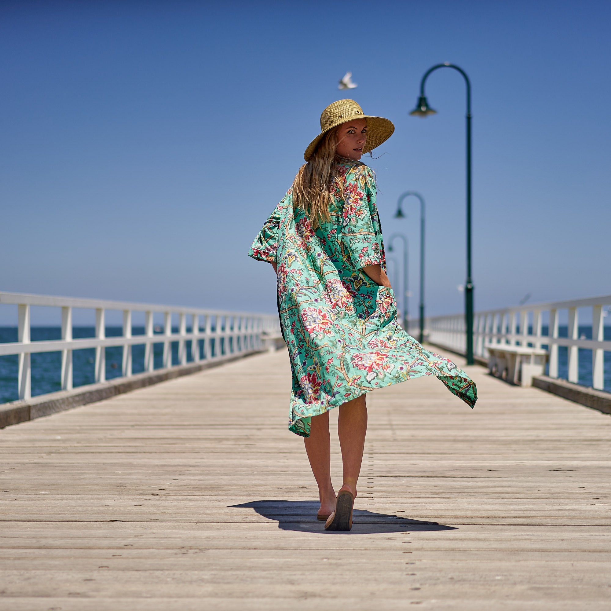 'Weekend Escapades' 100% Cotton Kimono Robe