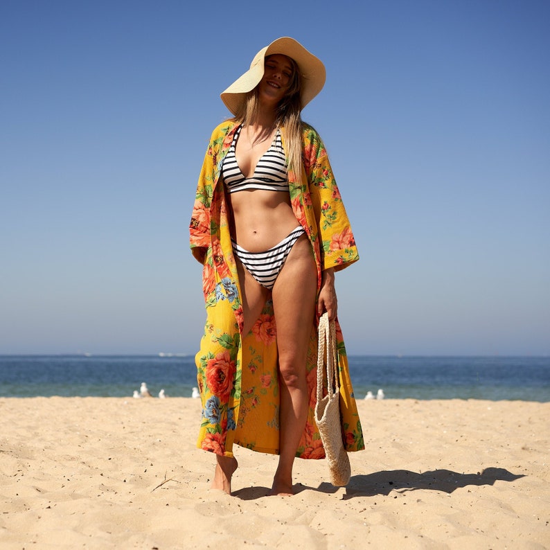 'Sun-Kissed Sands' 100% Cotton Kimono Robe