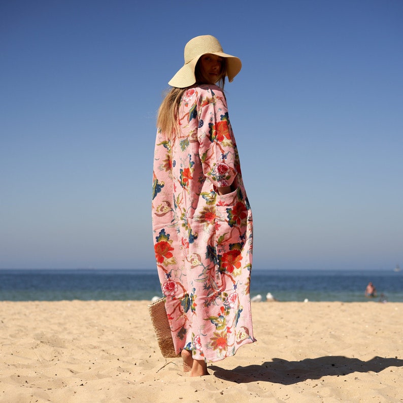'Seaside Vibes' 100% Cotton Kimono Robe