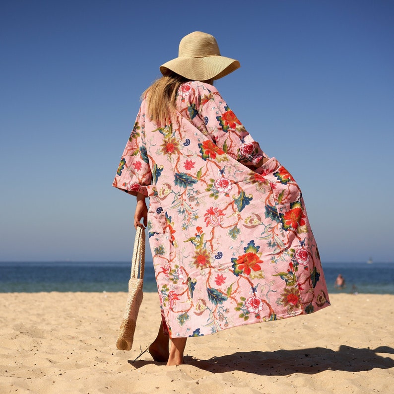 'Seaside Vibes' 100% Cotton Kimono Robe