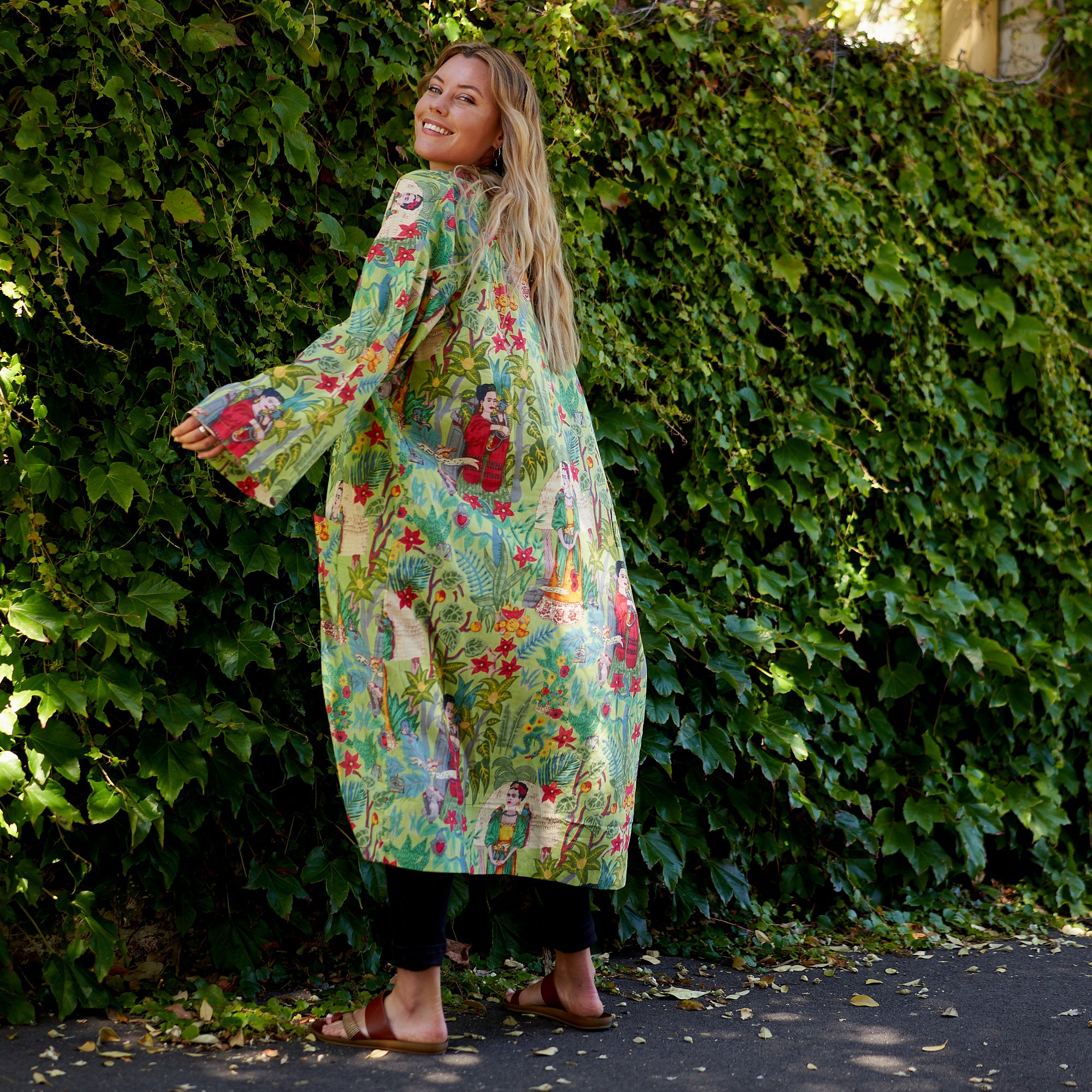 'Frida's Enchanted World' 100% Cotton Kimono Robe