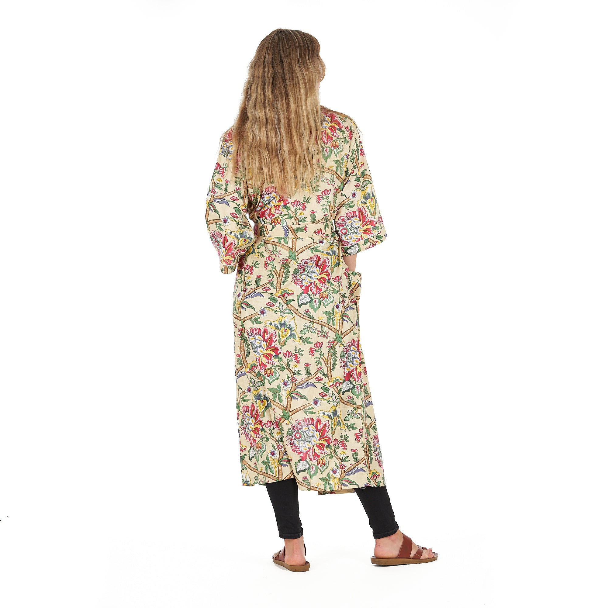 'Yellow Sherbet Florals' 100% Cotton Kimono Robe