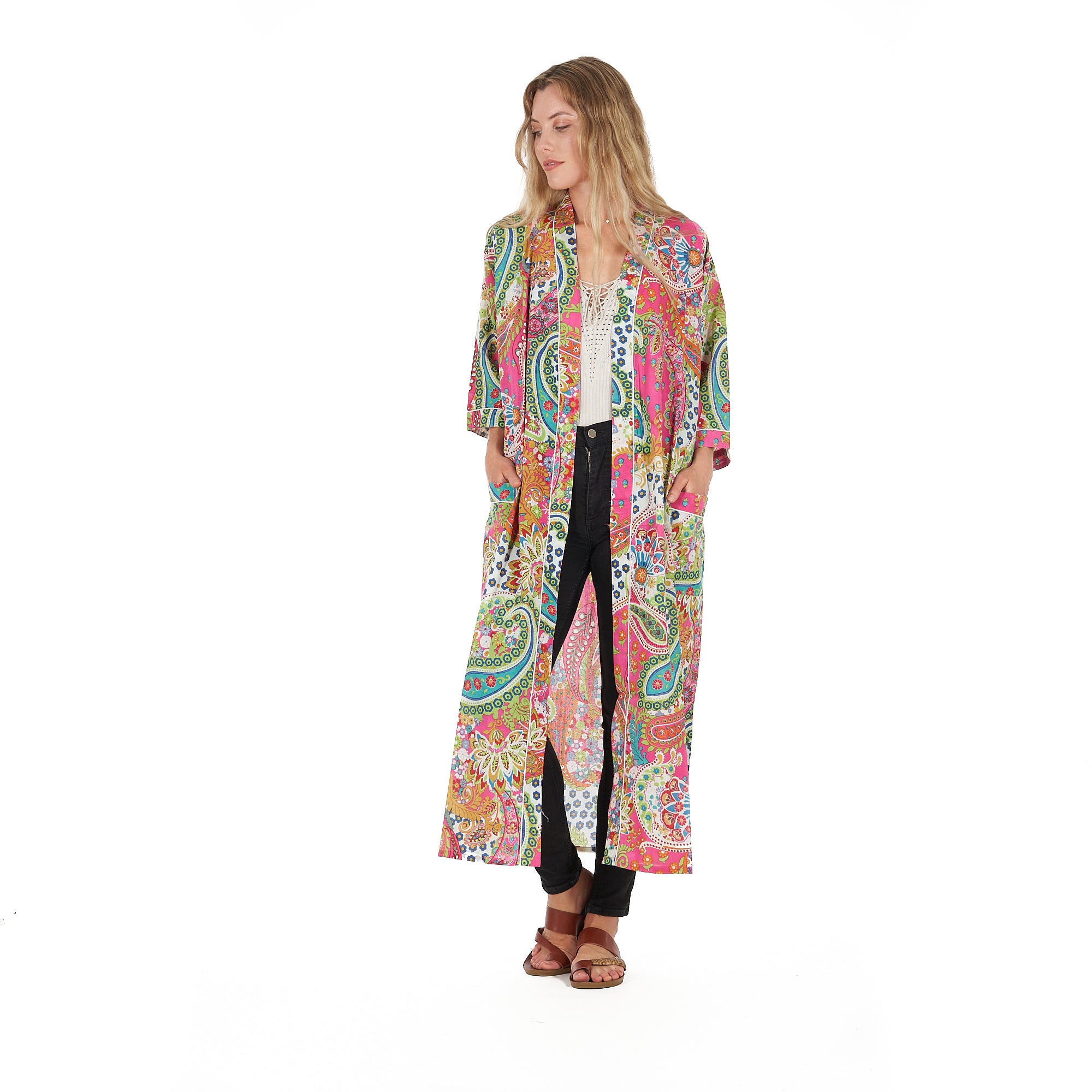 'A Splash of Florals' 100% Cotton Kimono Robe